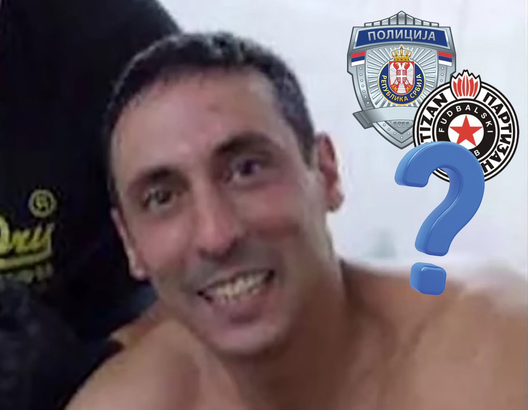 Srđan Lalić, FK Partizan, znak policije i znak pitanja kombo