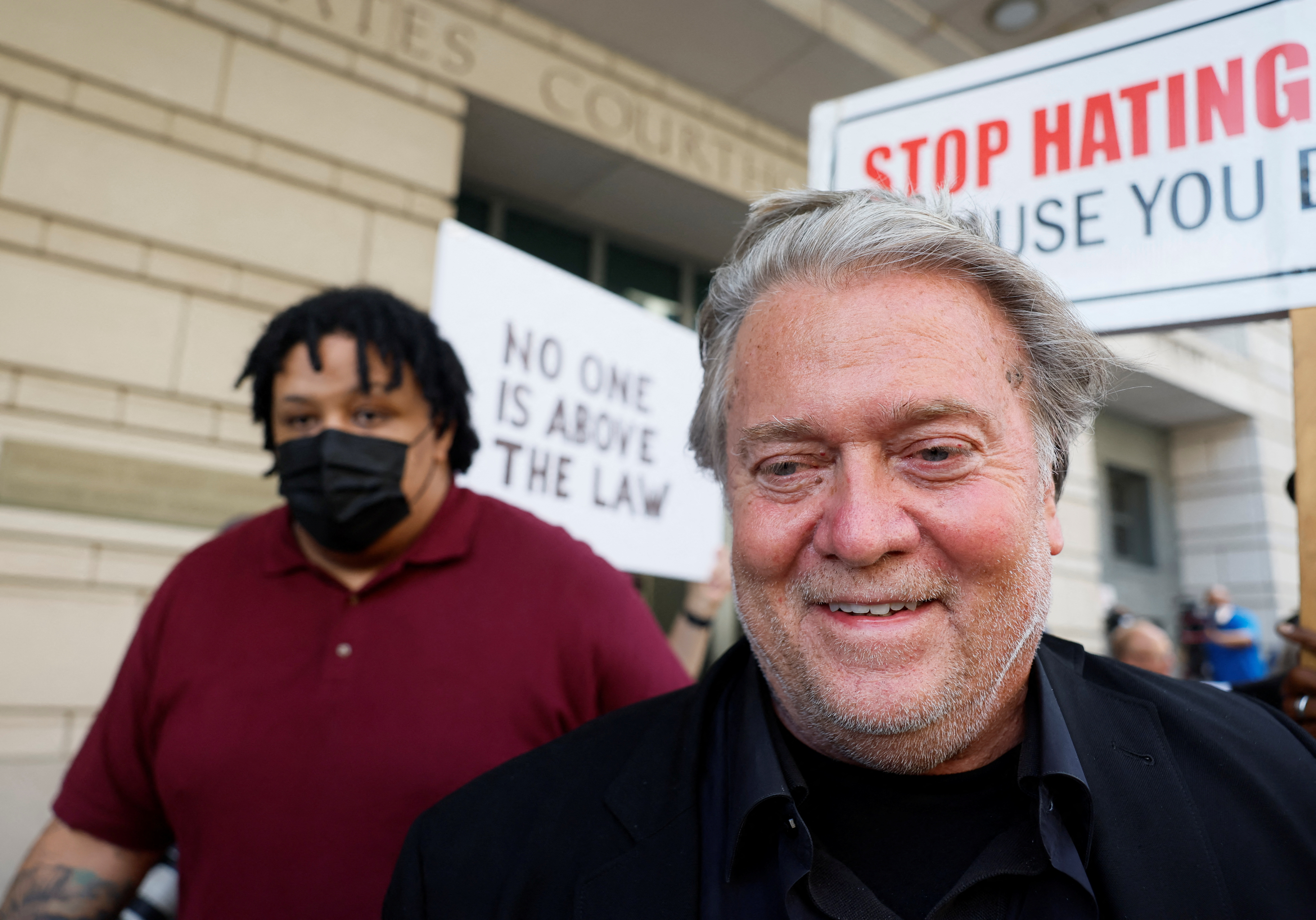 Former U.S. President Trump's White House chief strategist Steve Bannon departs after he was found guilty during his trial at U.S. District Court in Washington