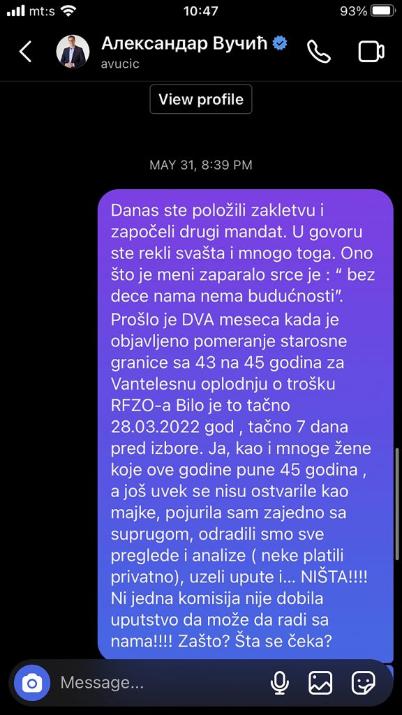 Jadranka Sekarić vantelesna oplodnja, starosne granice, Aleksandar Vučić, poruke
