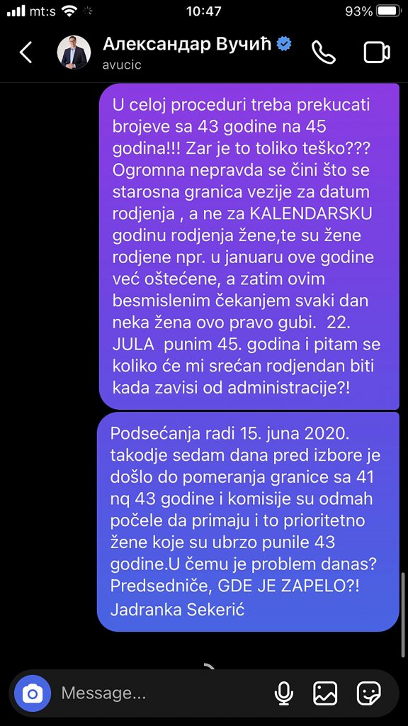 Jadranka Sekarić vantelesna oplodnja, starosne granice, Aleksandar Vučić, poruke