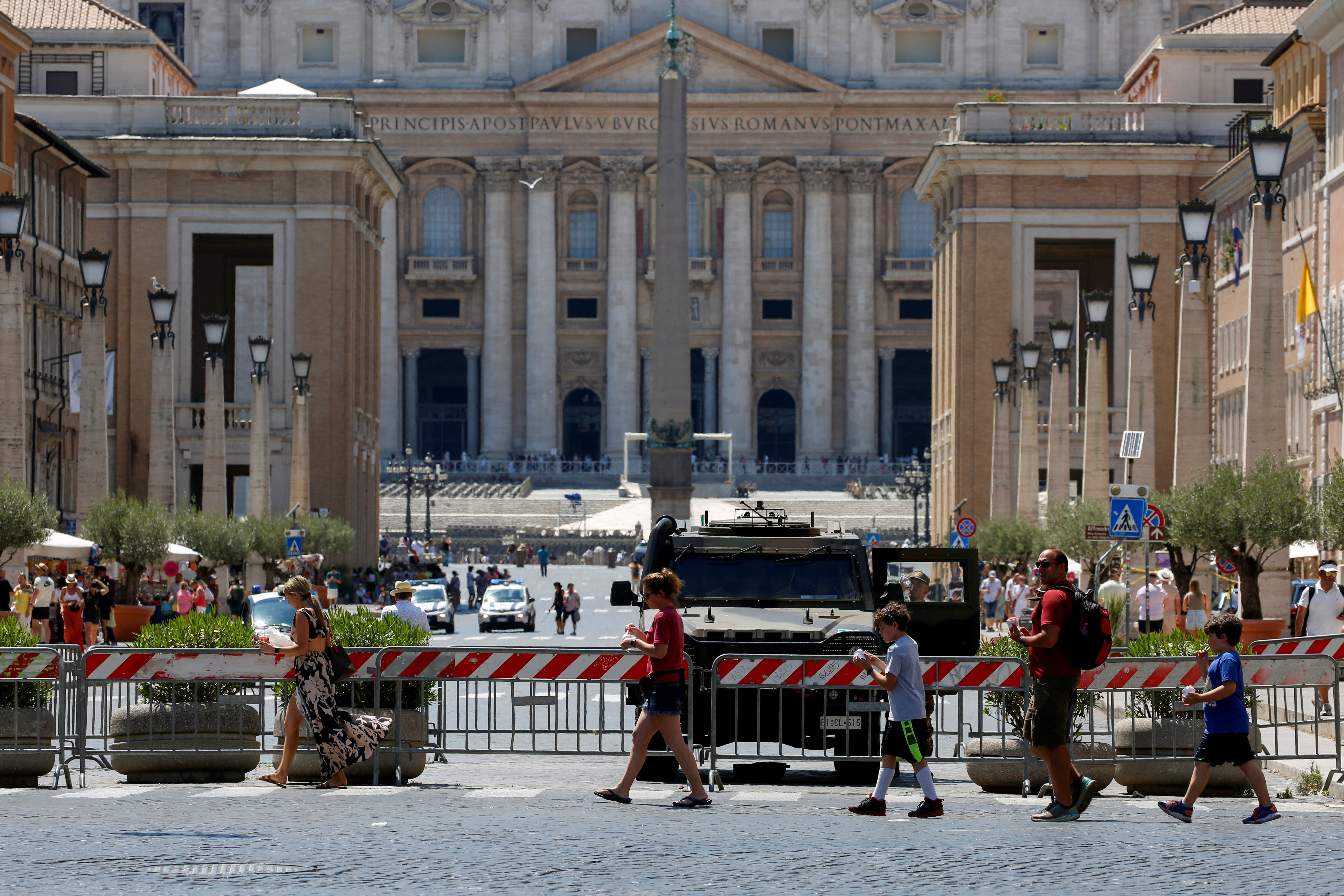 Aftermath of car breaking through barriers near Vatican City
