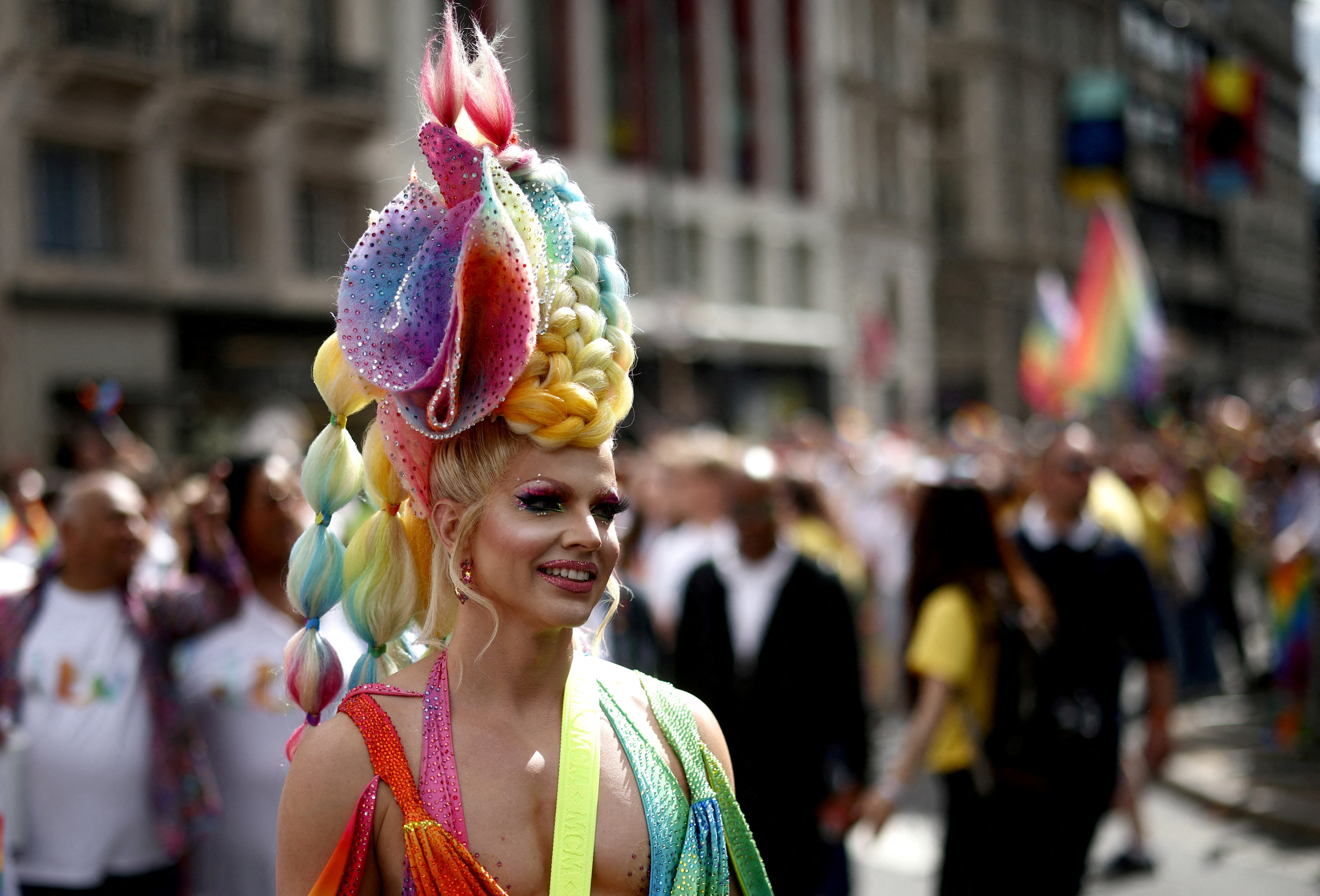 Drag queen Courtney Act attends the 2022 Pride Parade in London, Britain July 2, 2022. REUTERS/Henry Nicholls     TPX IMAGES OF THE DAY