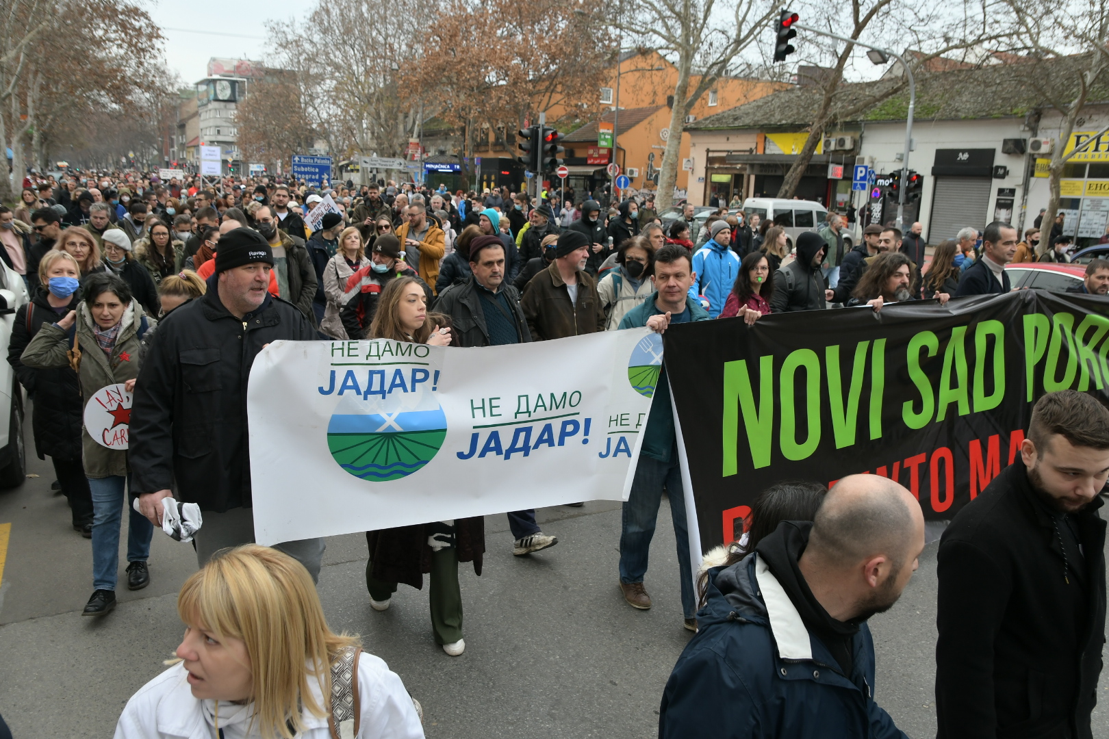Novi Sad 03.01.2021. Blokada saobracaja u Novom Sadu; eko protest; Rio Tinto; Foto: Nenad Mihajlović/Nova.rs