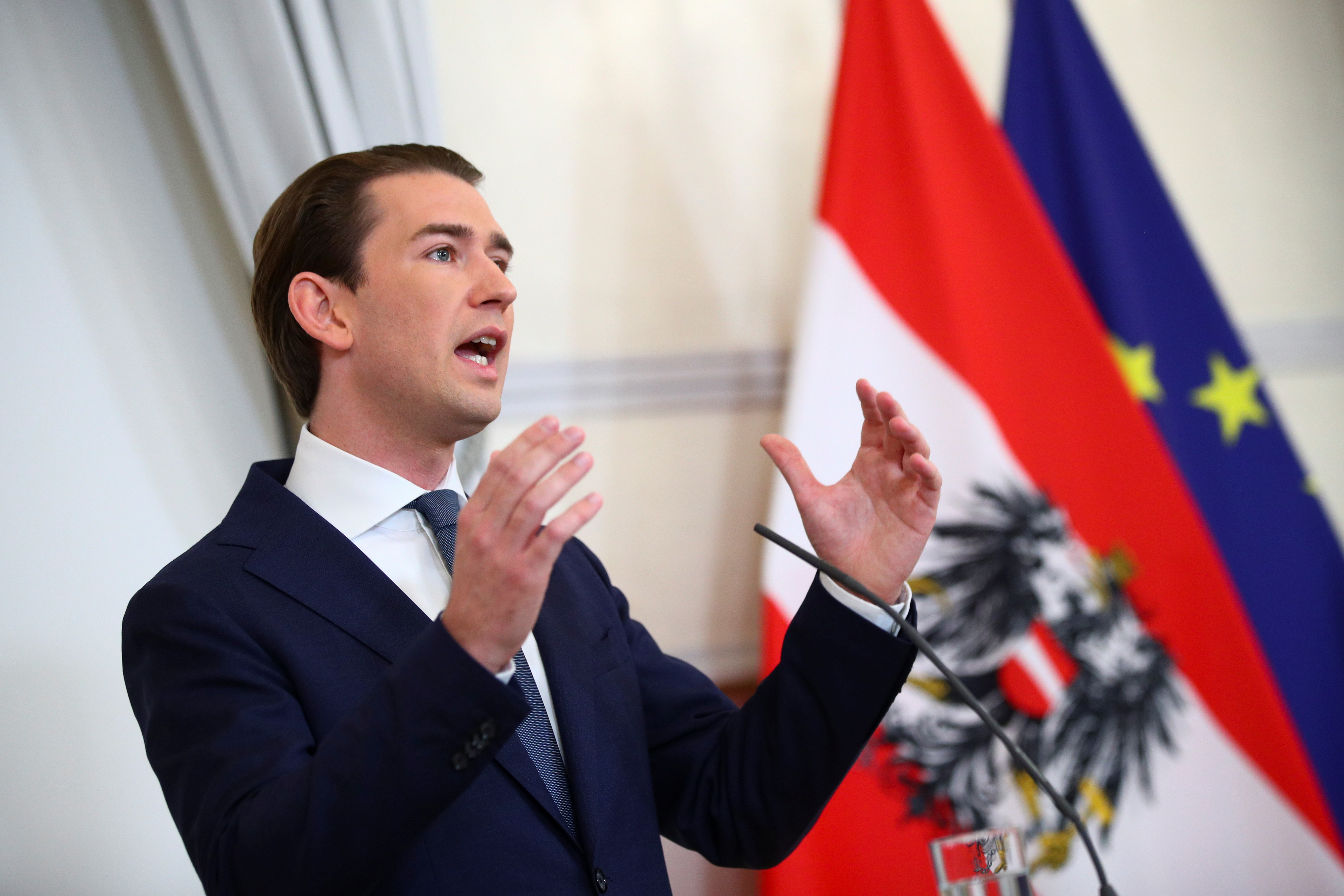 Austria's Chancellor Kurz gives statement in Vienna