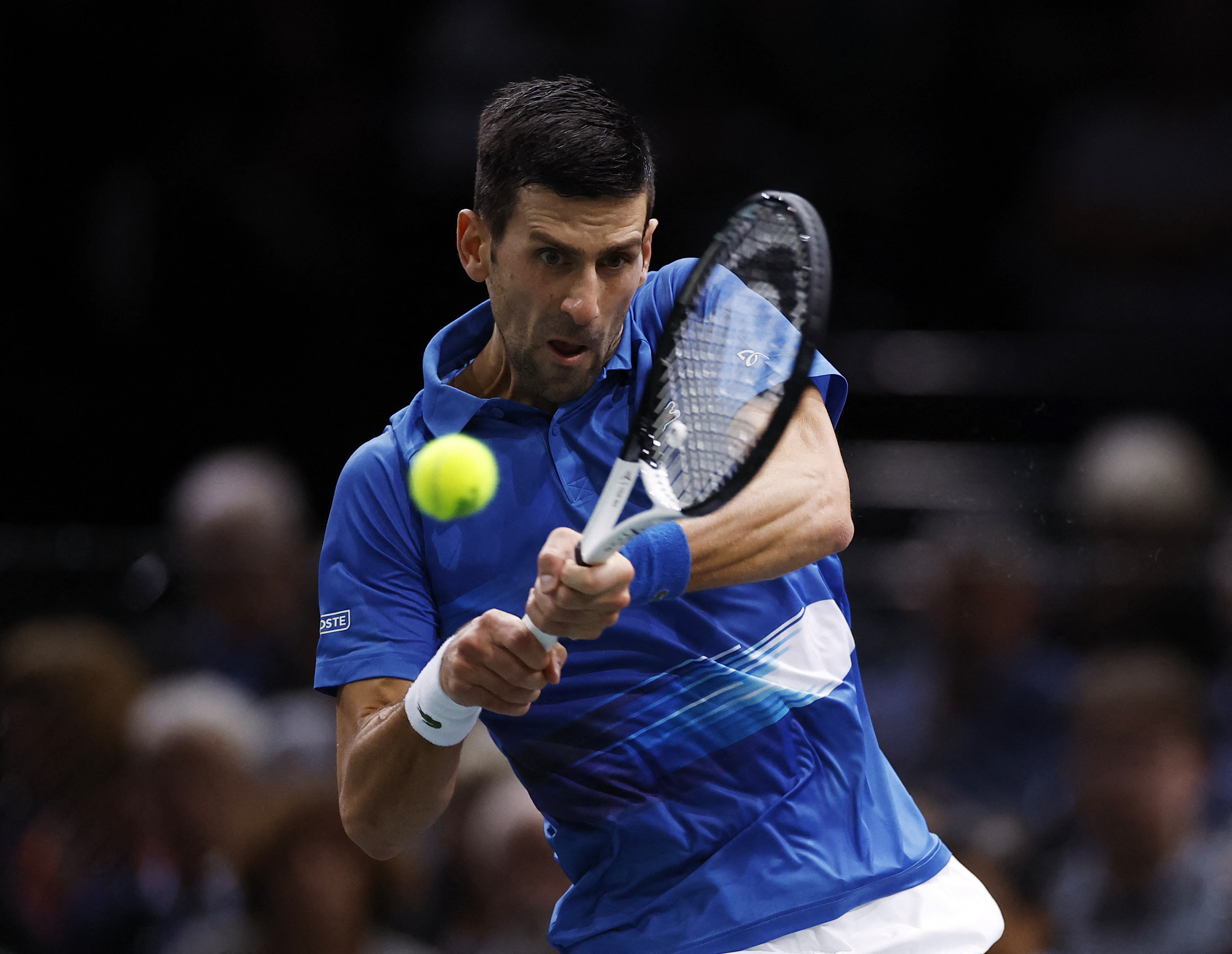 Tennis - ATP Masters 1000 - Paris Masters - Accor Arena, Paris, France - November 3, 2022 Serbia's Novak Djokovic in action during his round of 16 match against Russia's Karen Khachanov REUTERS/Christian Hartmann
