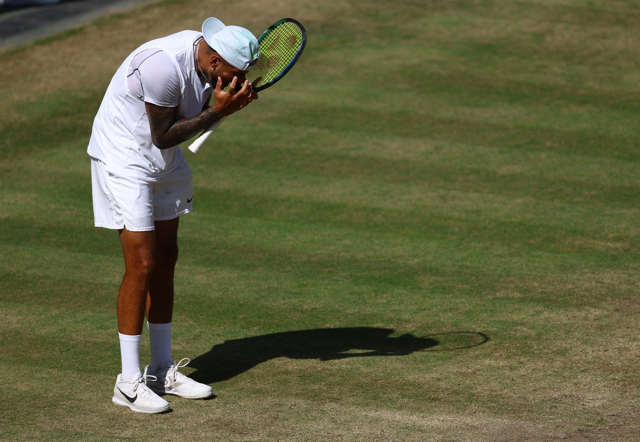 Tennis - Wimbledon - All England Lawn Tennis and Croquet Club, London, Britain - July 10, 2022 Australia's Nick Kyrgios reacts during the men's singles final against Serbia's Novak Djokovic EPA-EFE/KIERAN GALVIN