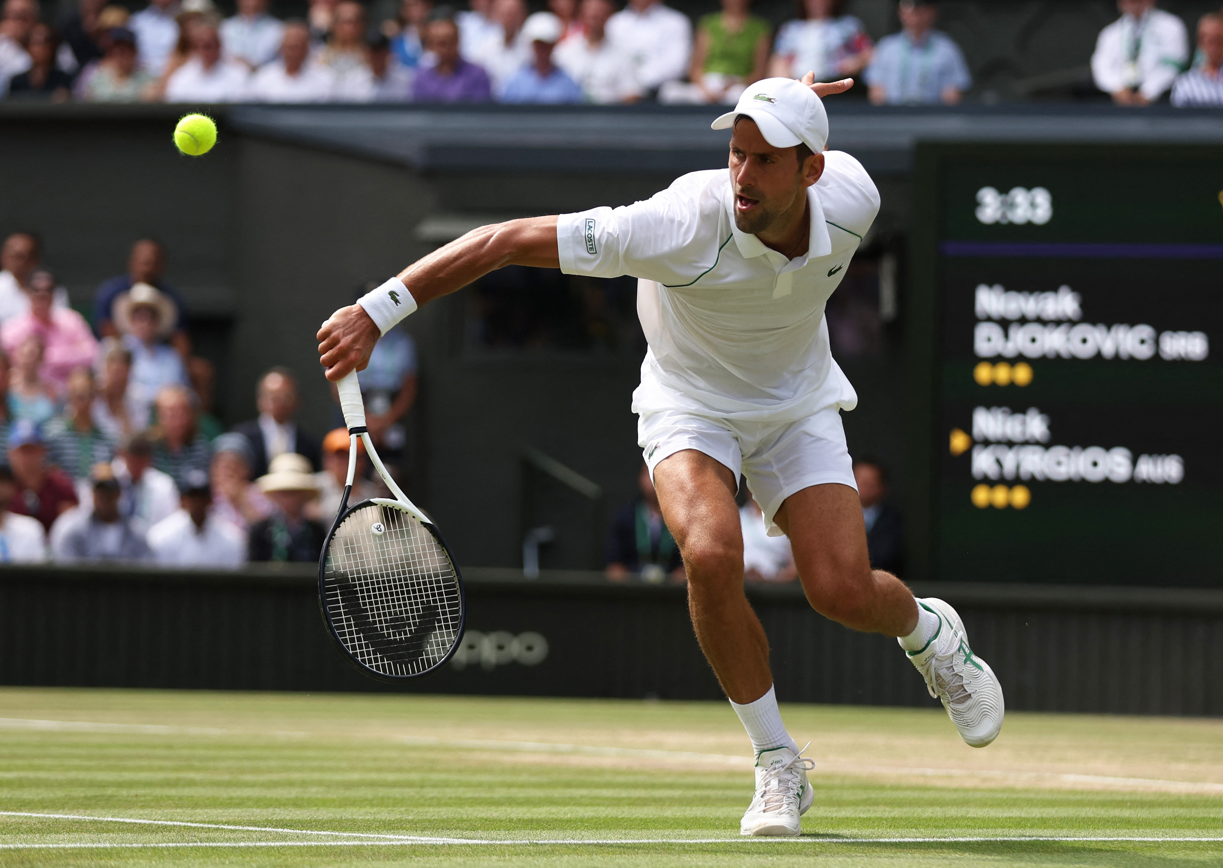 Tennis - Wimbledon - All England Lawn Tennis and Croquet Club, London, Britain - July 10, 2022 Serbia's Novak Djokovic in action during the men's singles final against Australia's Nick Kyrgios REUTERS/Matthew Childs