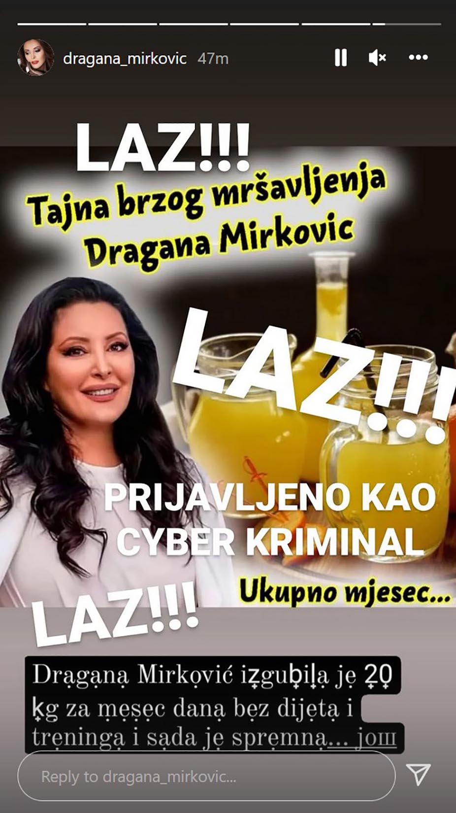 Dragana Mirković Foto: Instagram/dragana_mirkovic