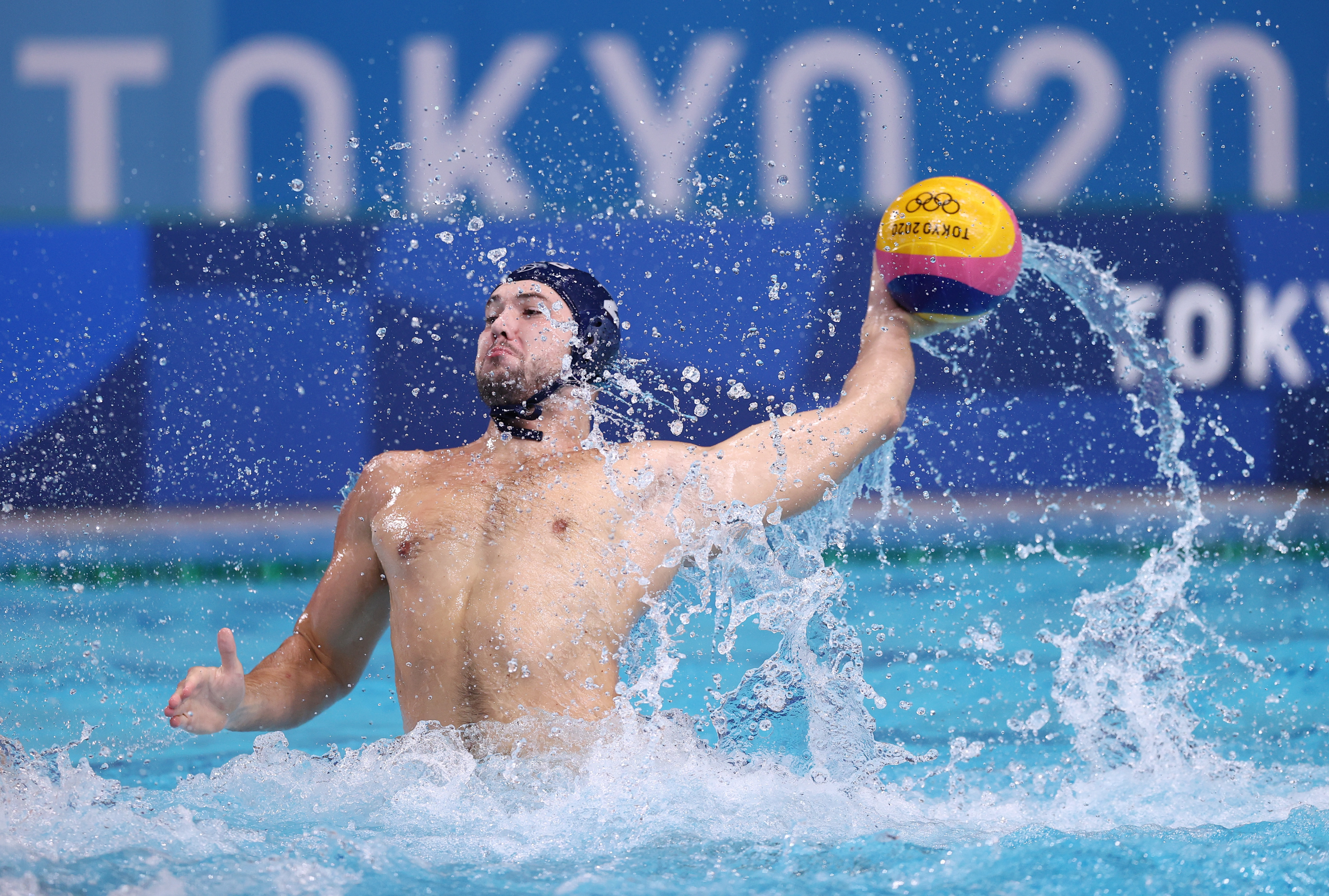 Tokyo 2020 Olympics - Water Polo - Men - Gold medal match - Greece v Serbia - Tatsumi Water Polo Centre, Tokyo, Japan  –  August 8, 2021. Dusan Mandic of Serbia in action REUTERS/Gonzalo Fuentes