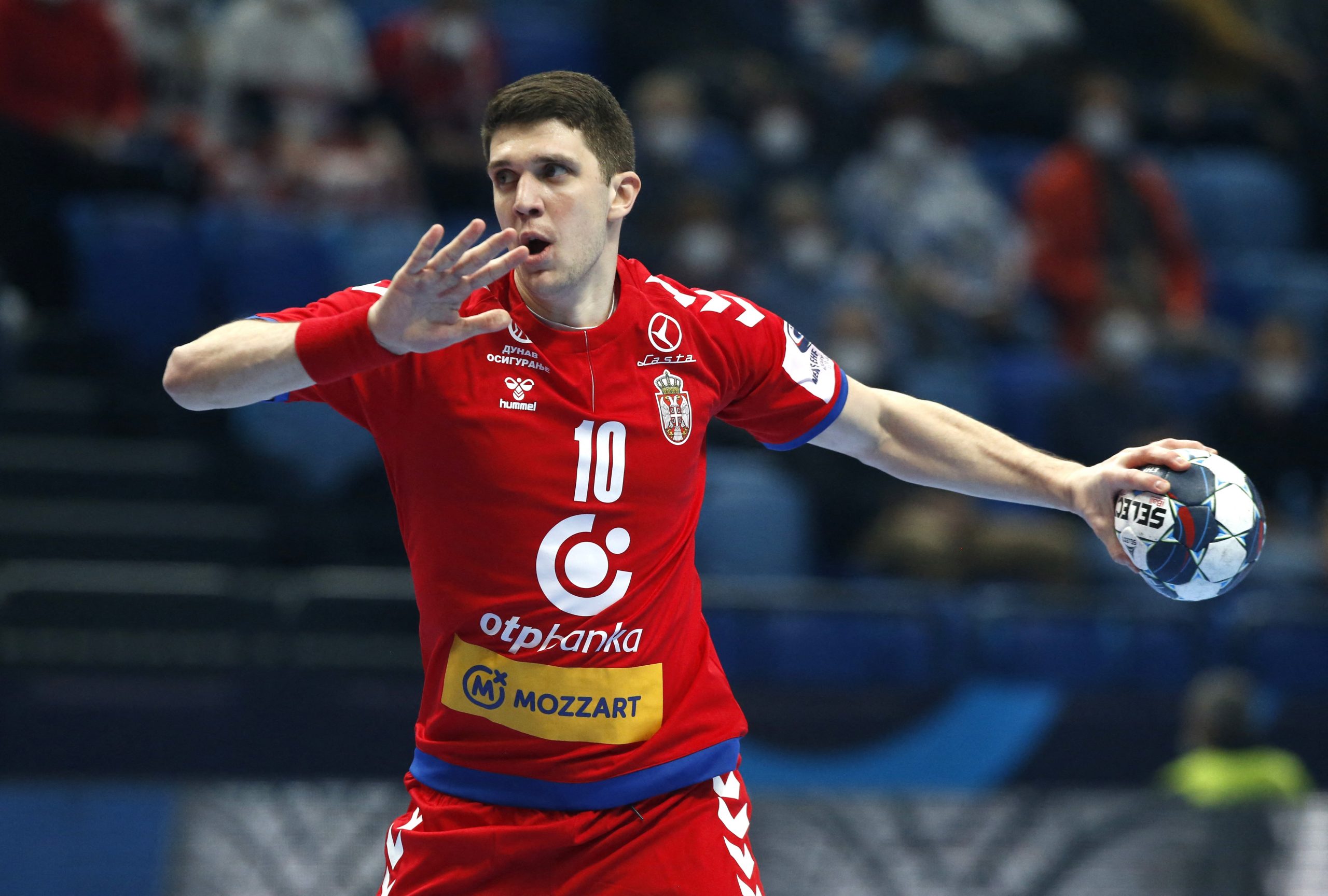 Handball - EHF 2022 Men's European Handball Championship - Group C - Serbia v Ukraine - PICK Arena, Szeged, Hungary - January 13, 2022 Serbia's Darko Djukic in action REUTERS/Ognen Teofilovski