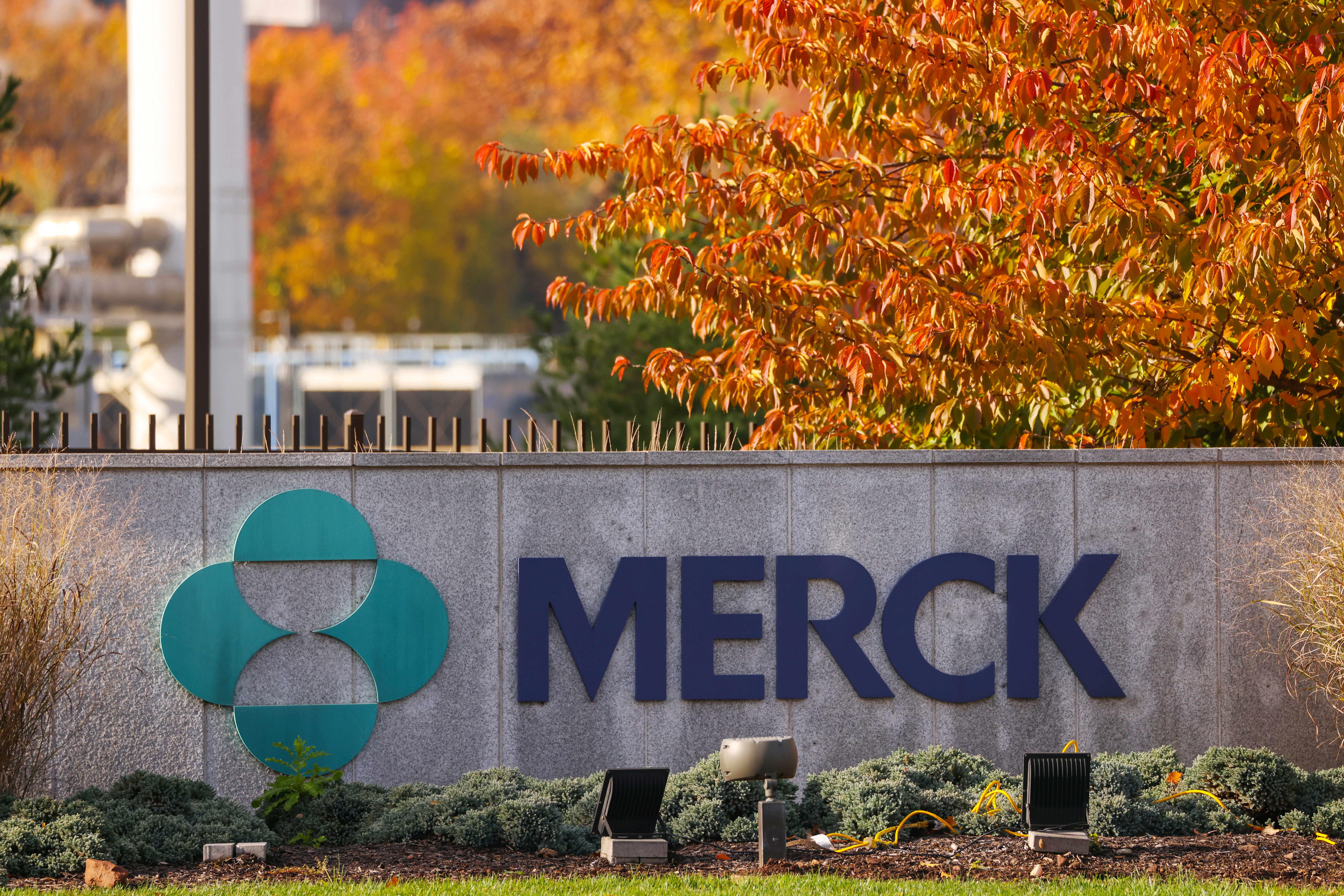 Signage is seen at the Merck &amp; Co. headquarters in Kenilworth, New Jersey, U.S., November 13, 2021. REUTERS/Andrew Kelly