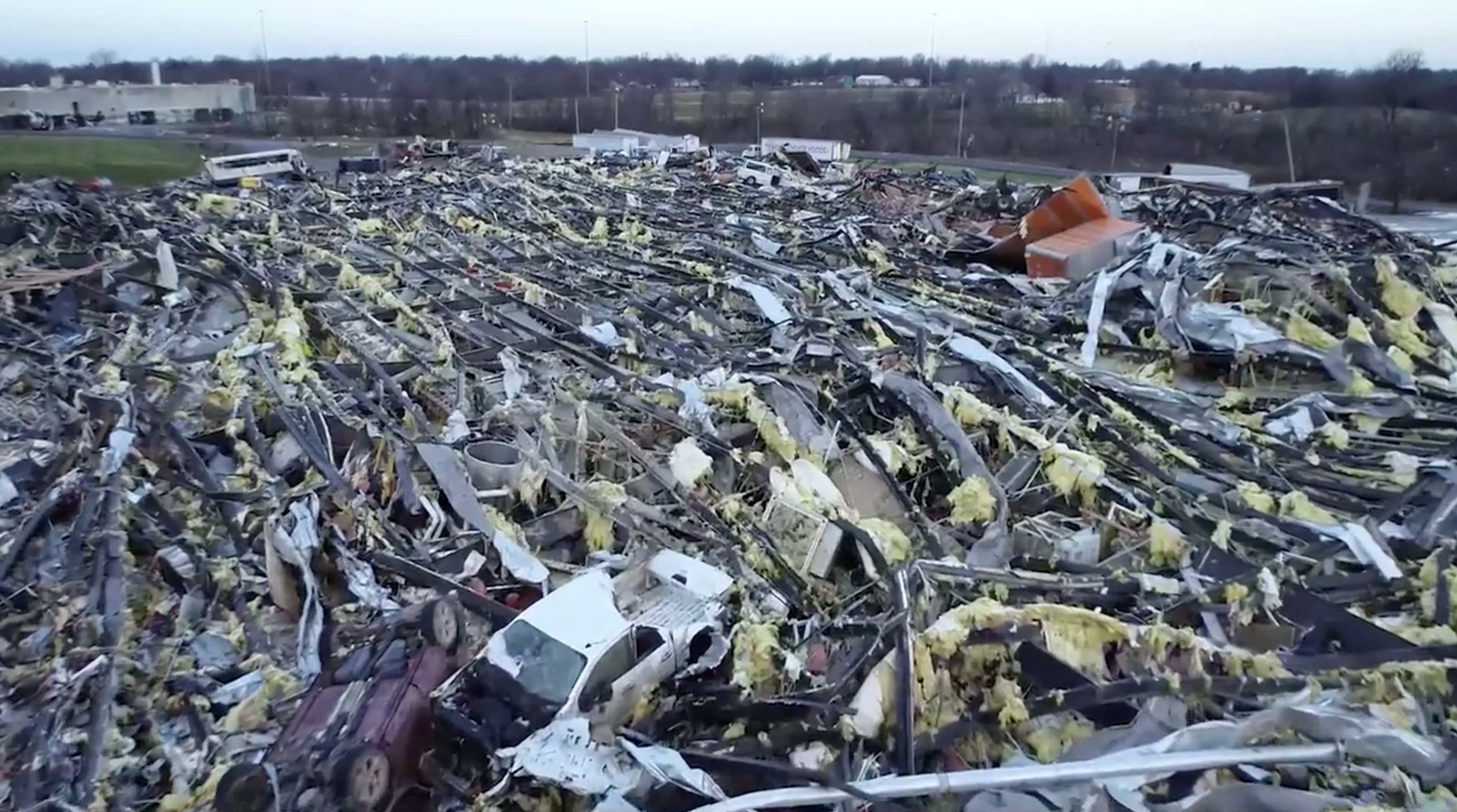 Aftermath of a tornado that tore through Mayfield, Kentucky