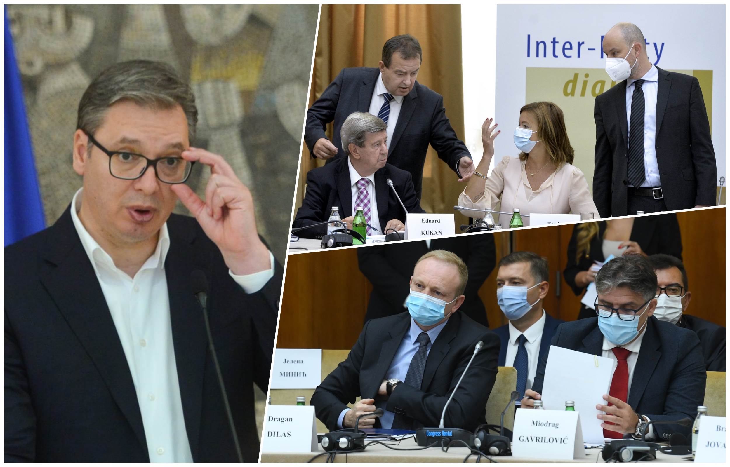 collage bojkot opozicije, evroparlamentaraca i vučića