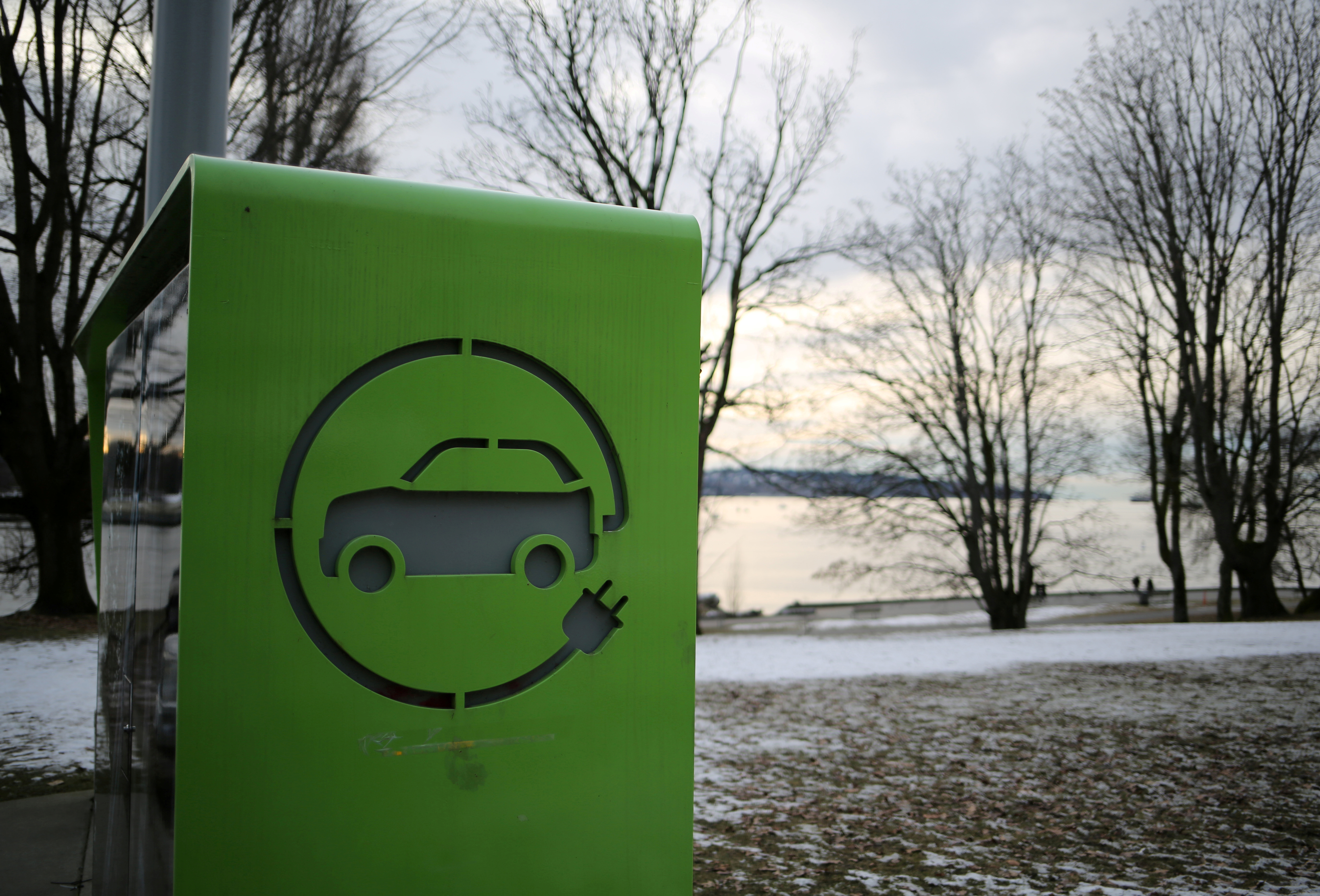 FILE PHOTO: An electric car charging station is seen in Vancouver