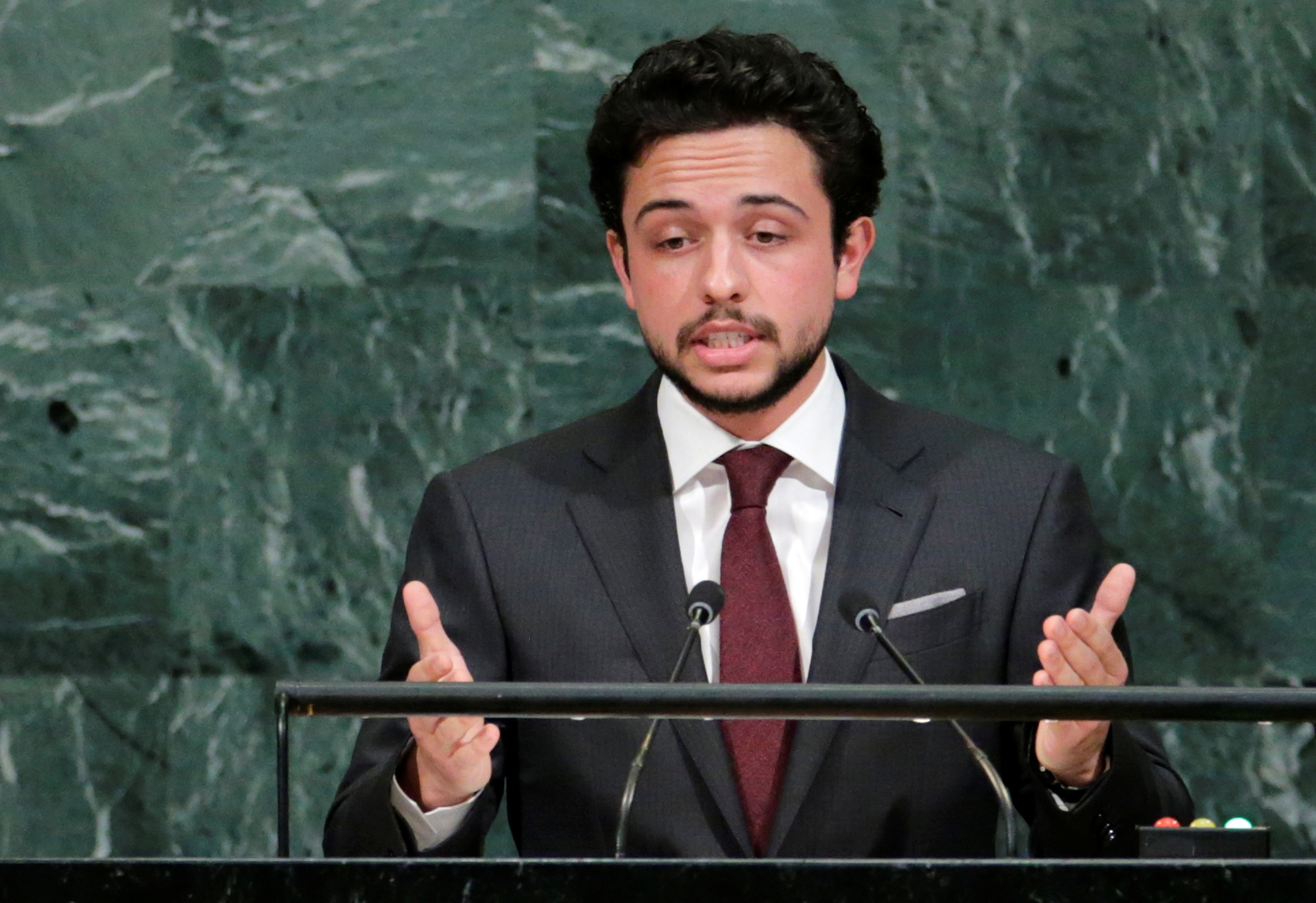 FILE PHOTO: Jordanian Crown Prince Al Hussein bin Abdullah II addresses the 72nd United Nations General Assembly at U.N. headquarters in New York, U.S., September 21, 2017. REUTERS/Eduardo Munoz/File Photo