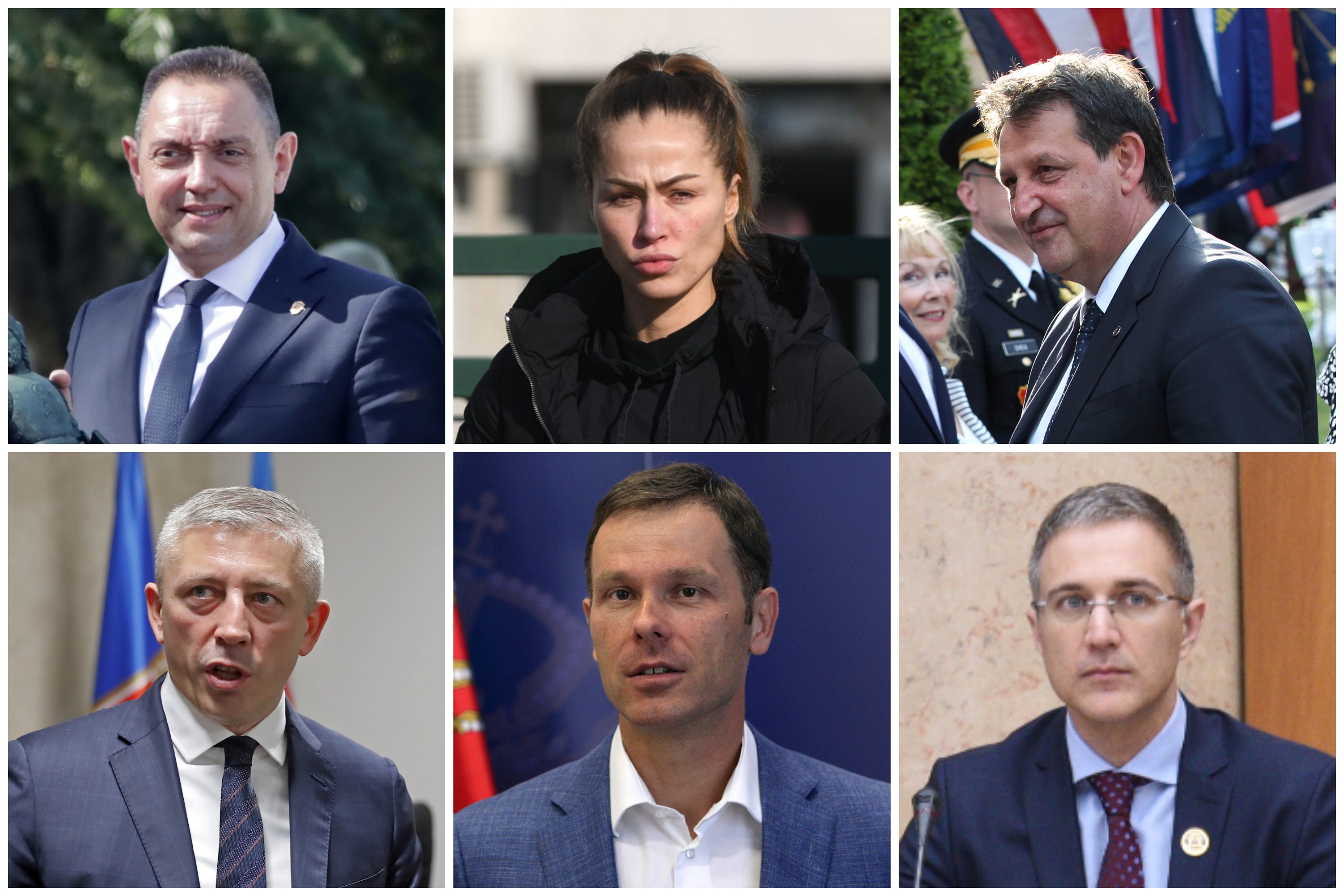 Aleksandar Vulin, Dijana Hrkalović, Bratislav Gašić, Kokeza, Siniša Mali, Nebojša Stefanović, komob Foto: TANJUG/JAROSLAV PAP/SAVA RADOVANOVIC/BETAPHOTO/MILAN OBRADOVIC/Pedja Milosavljevic/Starsport/Nova.rs
