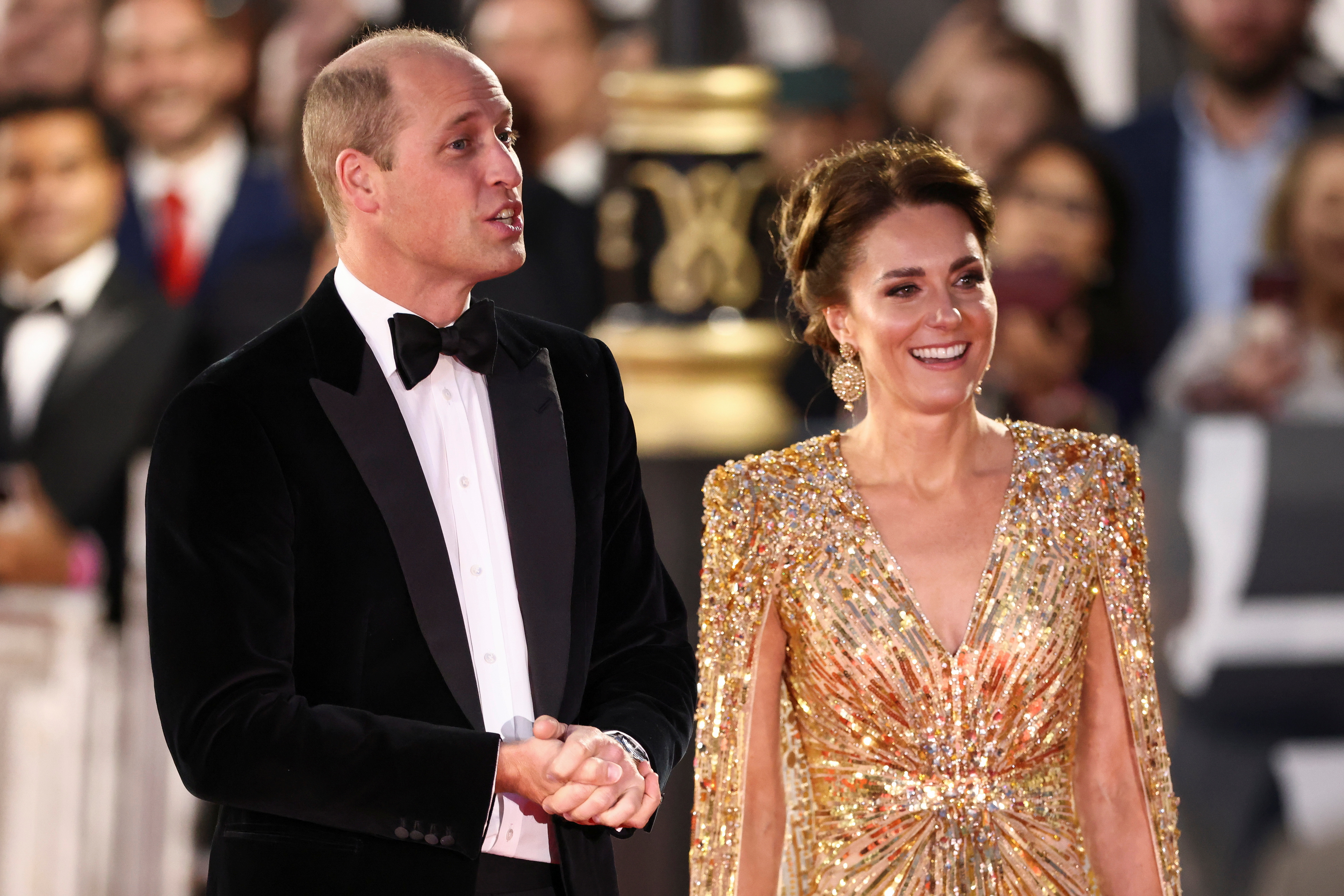 Britain's Prince William and Catherine, Duchess of Cambridge, arrive at the world premiere of the new James Bond film "No Time To Die" at the Royal Albert Hall in London, Britain, September 28, 2021. REUTERS/Henry Nicholls