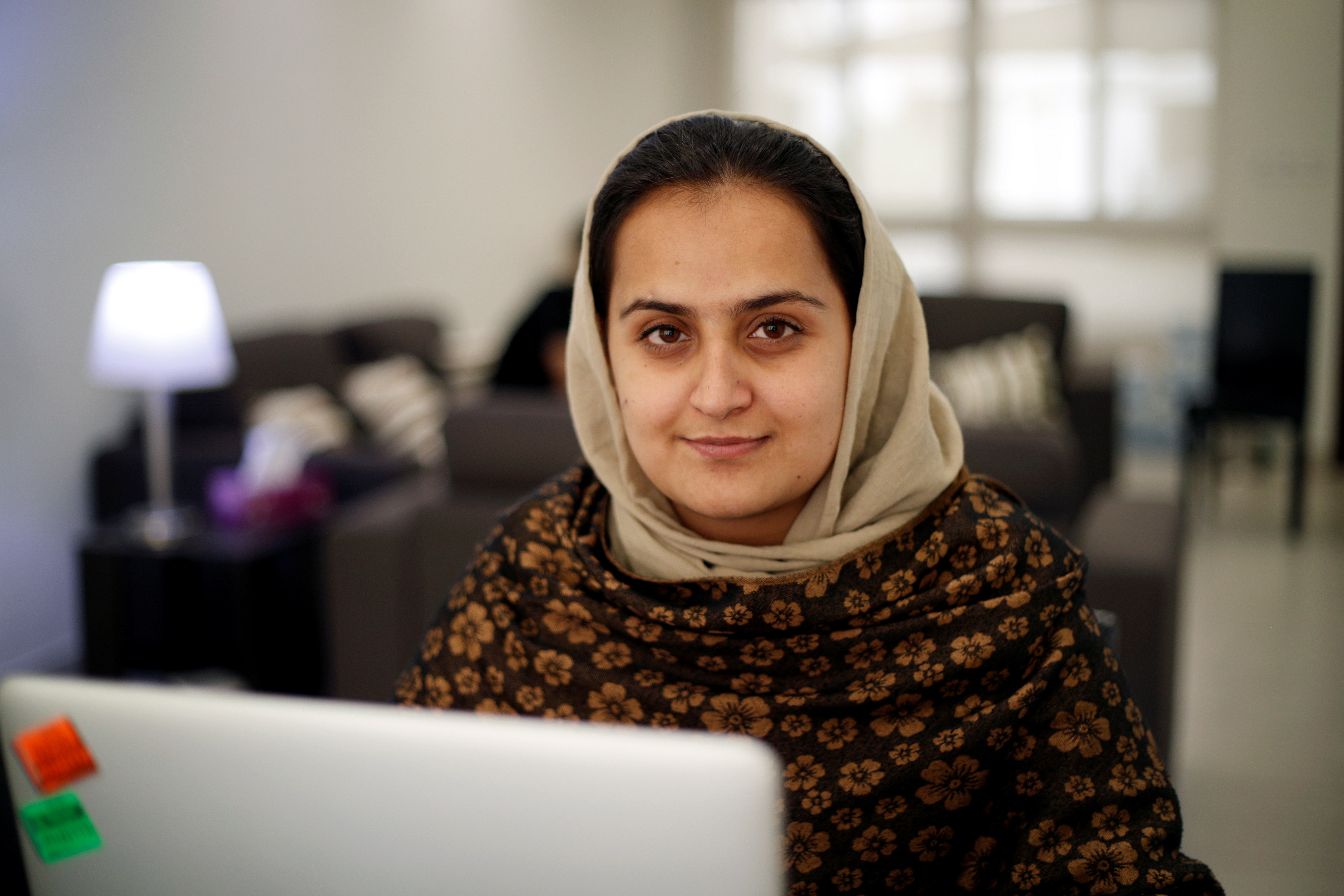 Afghan news anchor Beheshta Arghand poses for a photo at a temporary residence compound in Doha, Qatar, September 1, 2021. REUTERS/Hamad I Mohammed