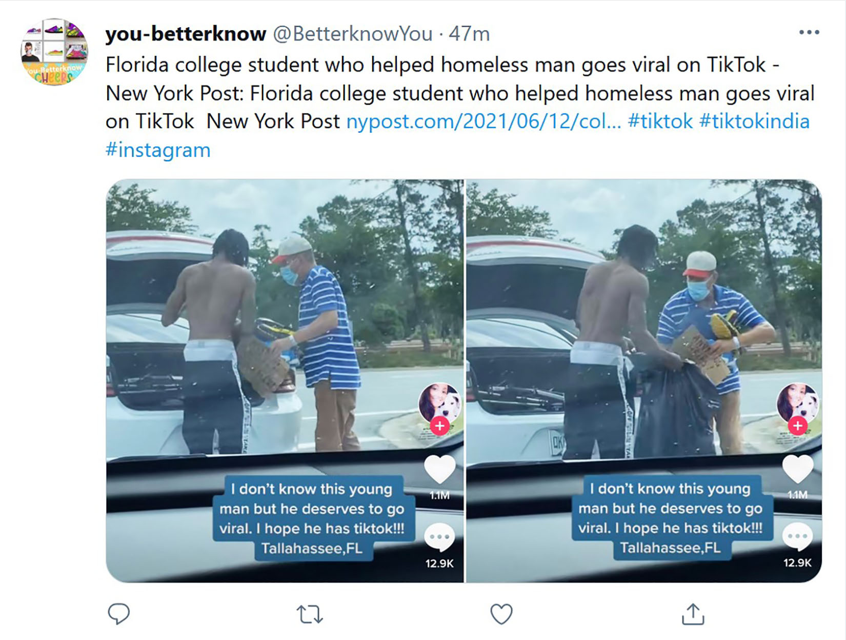 Beskućnik Foto: Printscreen/Twitter/you-betterknow/@BetterknowYou