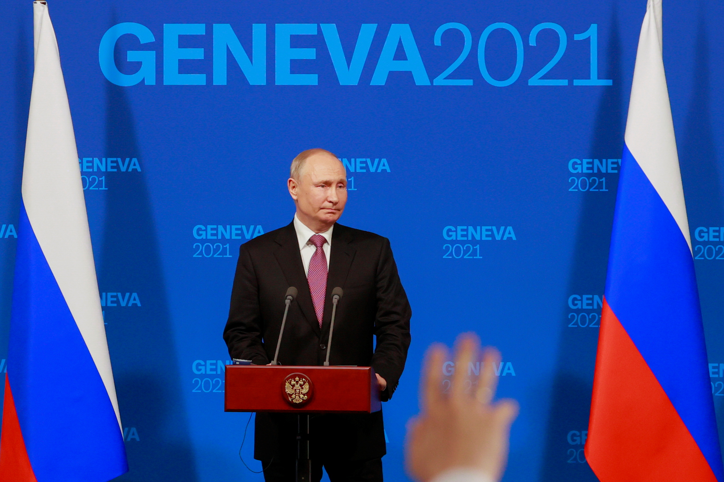 Russia's President Vladimir Putin holds a news conference after the U.S.-Russia summit with U.S. President Joe Biden at Villa La Grange in Geneva, Switzerland, June 16, 2021. REUTERS/Denis Balibouse/Pool