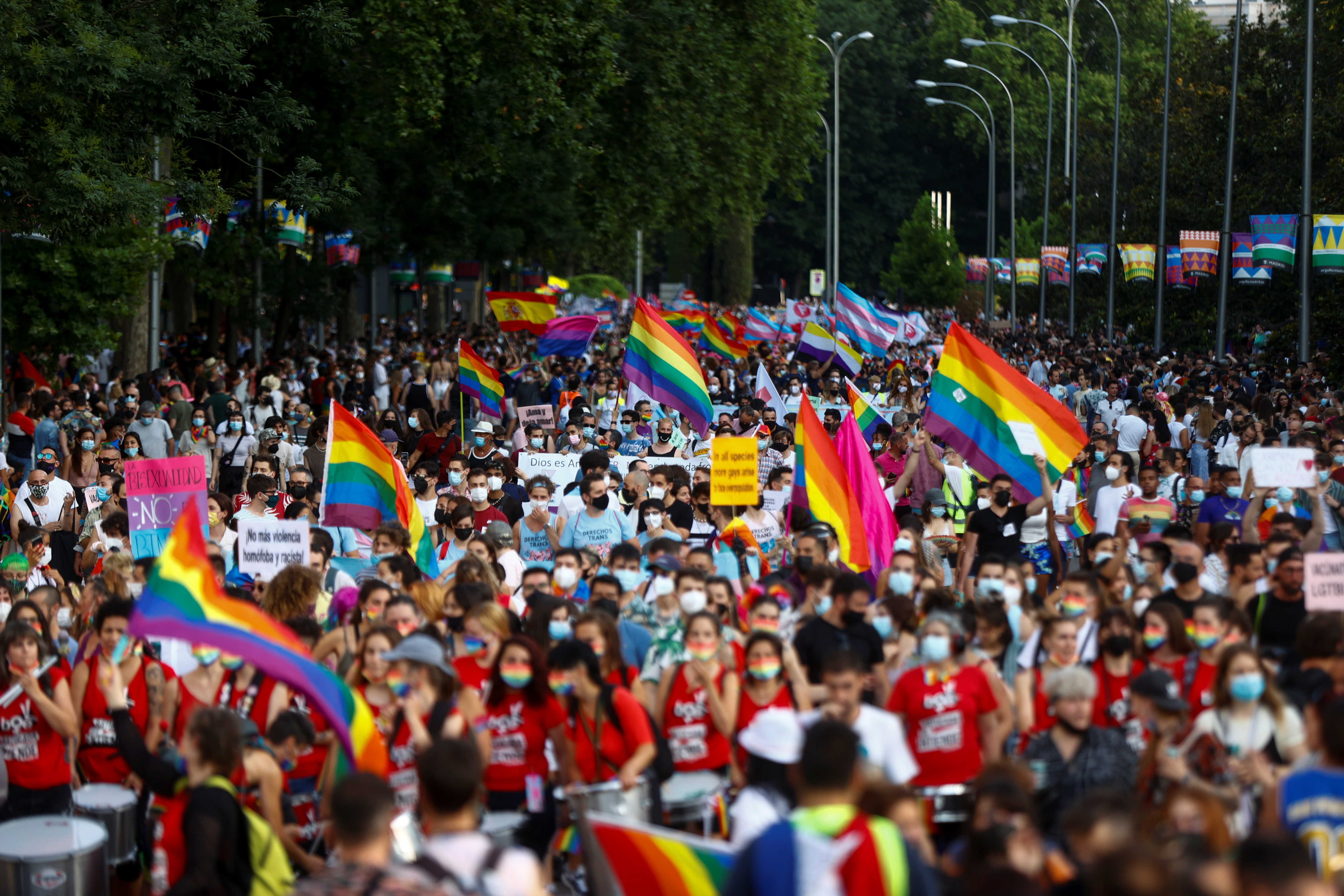 Revellers take part in the Gay Pride parade in Madrid, Spain, July 3, 2021. REUTERS/Sergio Perez