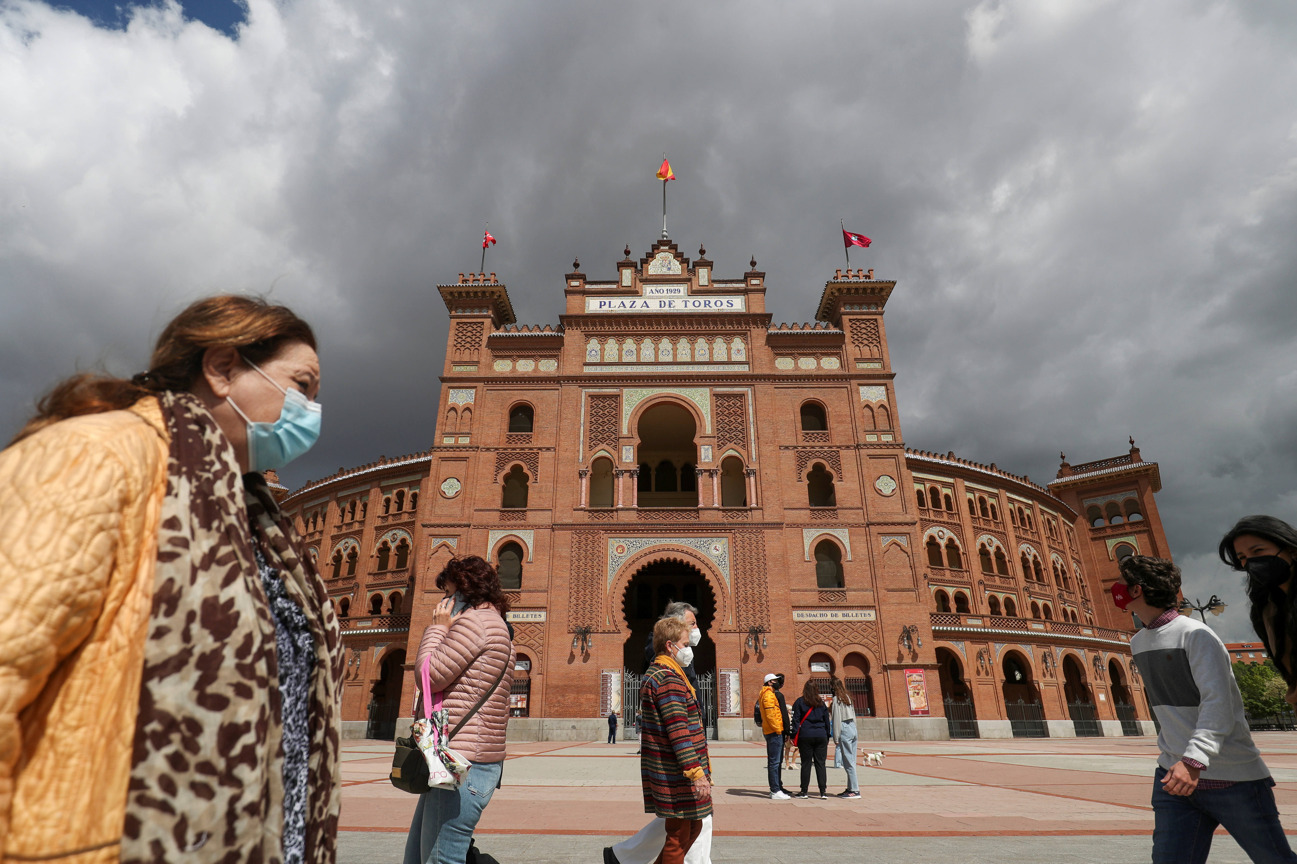 Madrid
People walk past Las Ventas bullring ahead of the first bullfight since the start of the coronavirus disease (COVID-19) pandemic, in Madrid, Spain May 1, 2021. REUTERS/Susana Vera