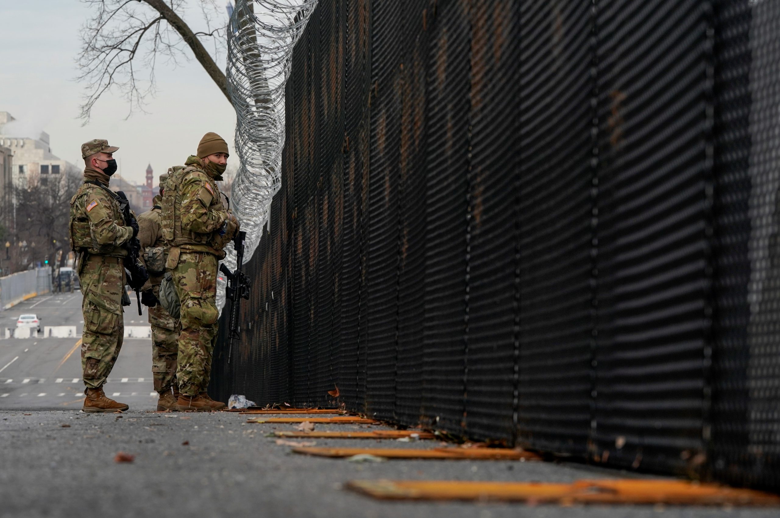 Members of the National Guard patrol at the U.S. Capitol as the second impeachment trial of former U.S. President Donald Trump is scheduled to begin in Washington, U.S., February 9, 2021. REUTERS/Joshua Roberts