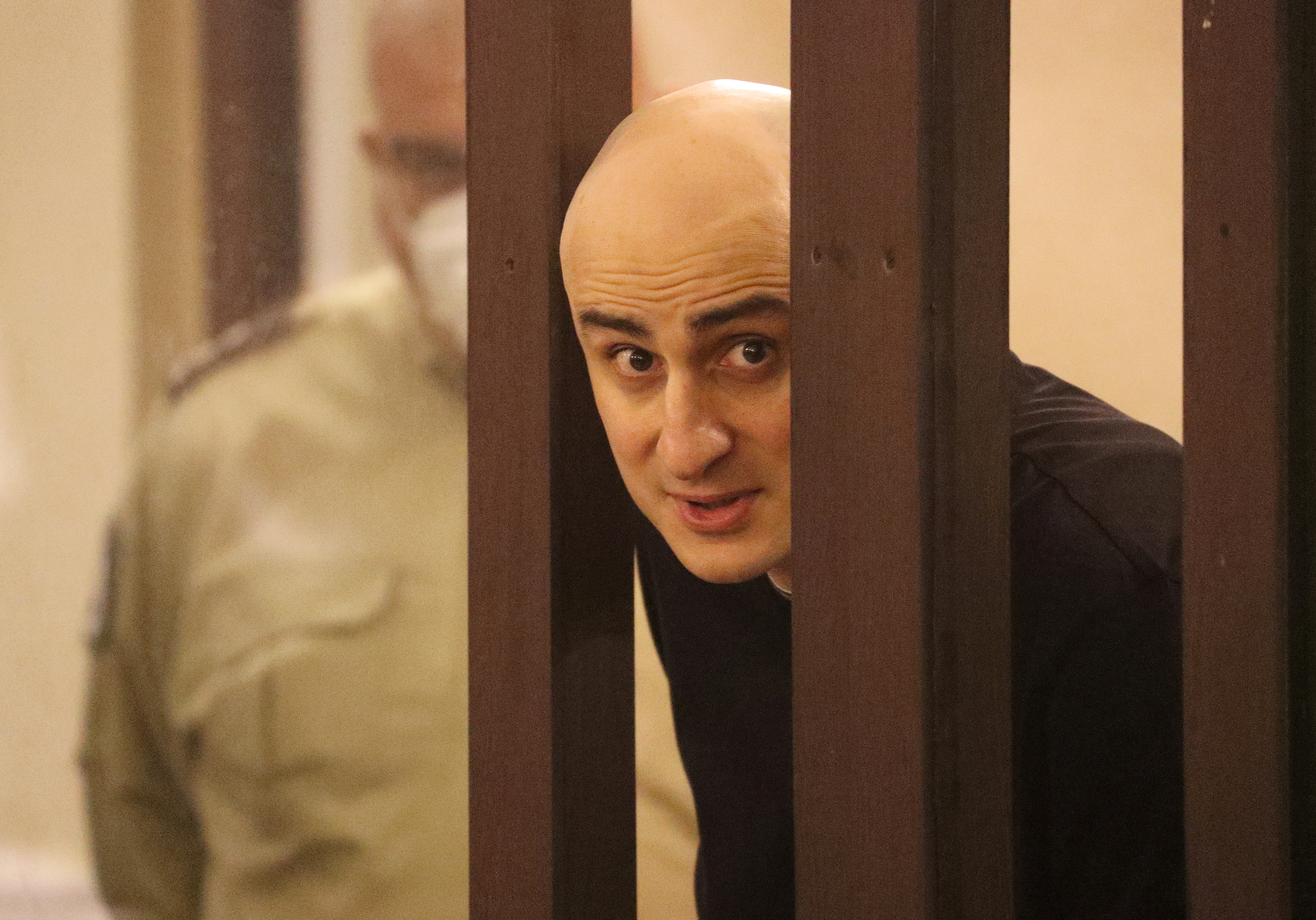 Nika Melia, chairman of the United National Movement opposition party, attends a court hearing in Tbilisi