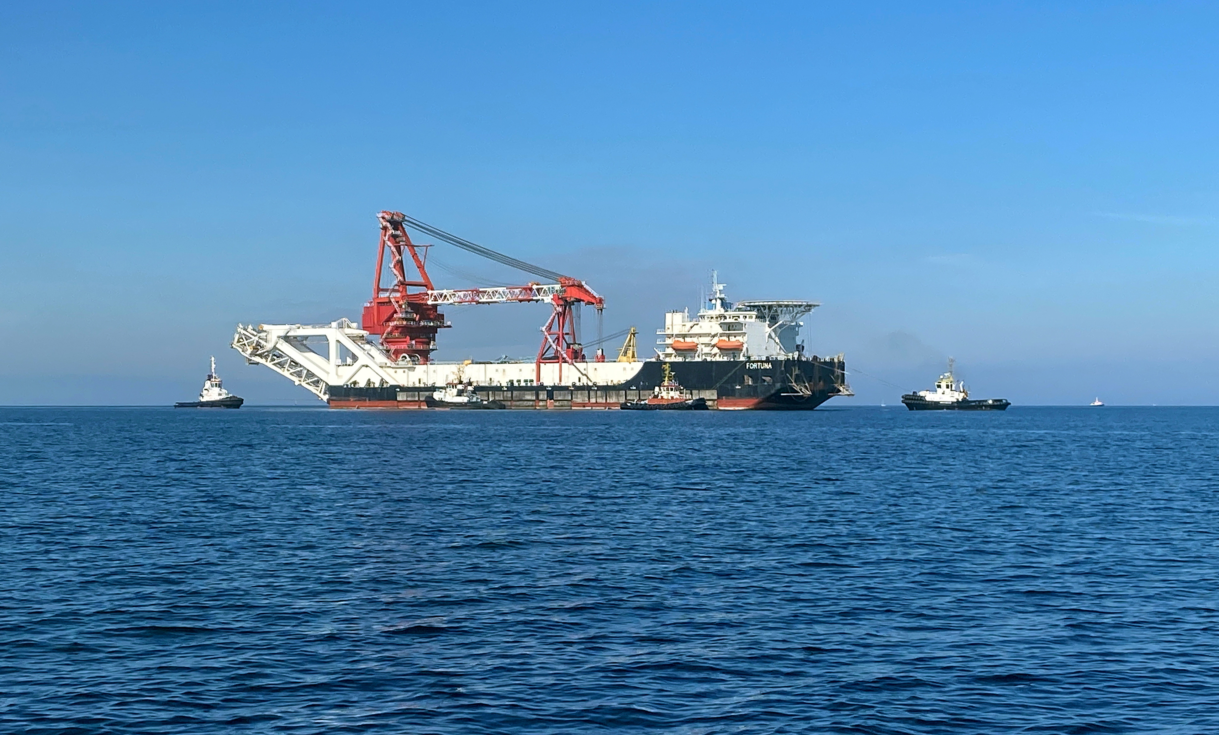 FILE PHOTO: The pipe-laying vessel Fortuna, which may be used to complete the construction of the Nord Stream 2 Baltic Sea gas pipeline, makes its way to Wismar, Germany, September 30, 2020. REUTERS/Oliver Denzer/File Photo/File Photo