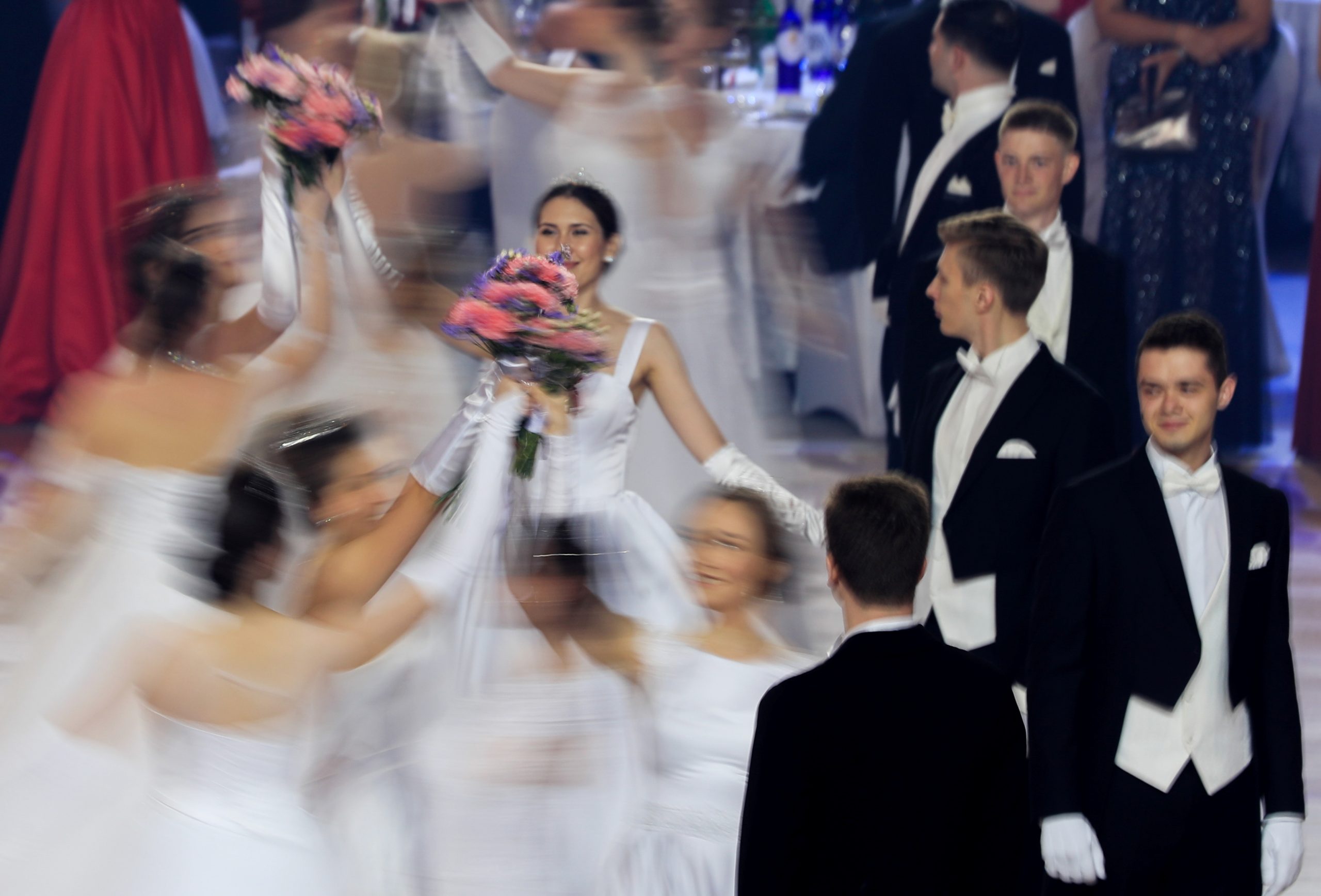 Participants dance during the 18th annual Viennese Ball charity event at Gostiny Dvor in Moscow, Russia May 29, 2021. Picture taken May 29, 2021. REUTERS/Evgenia Novozhenina