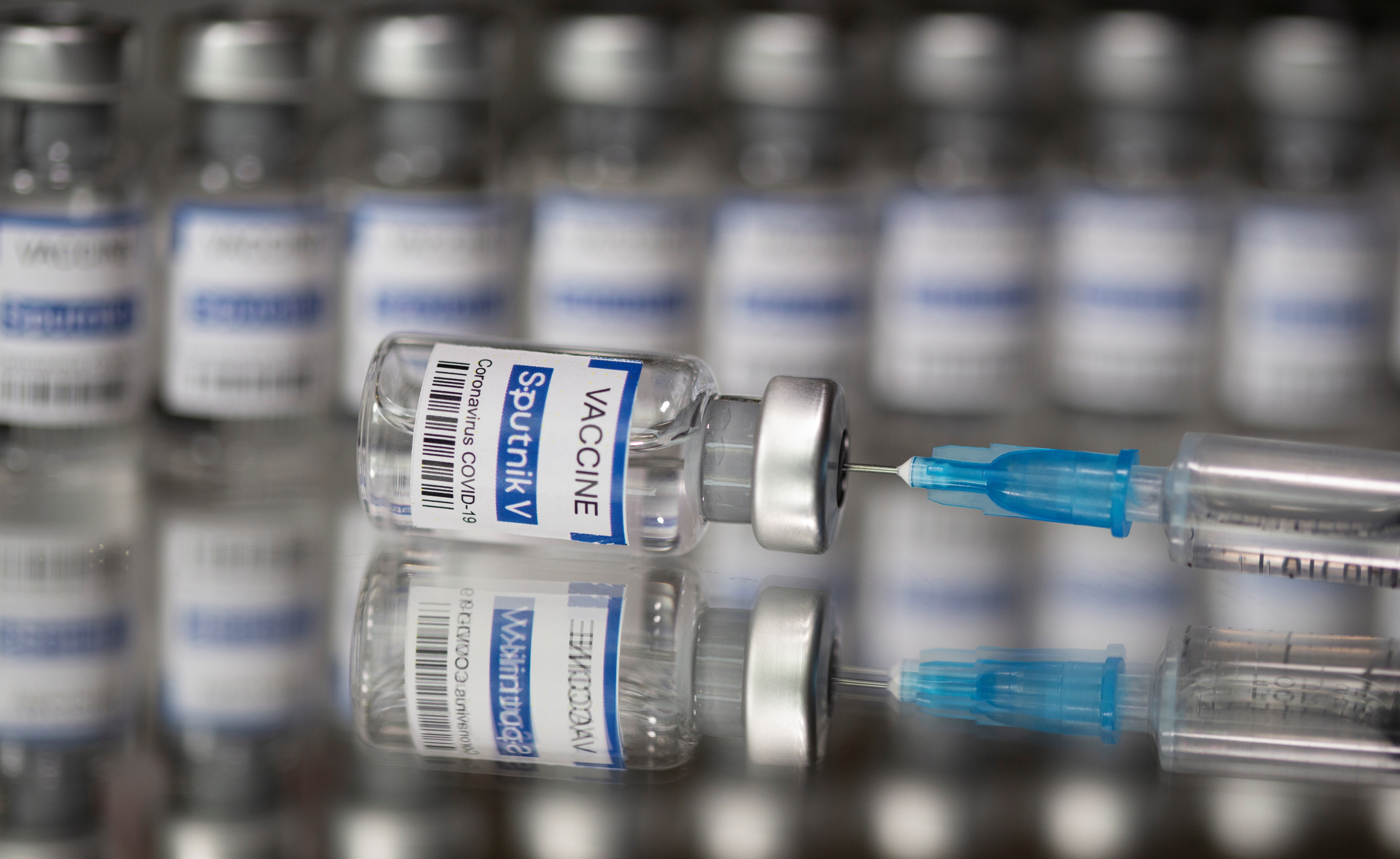 Vials labelled "Sputnik V Coronavirus COVID-19 Vaccine" and a syringe are seen in this illustration photo taken March 12, 2021. REUTERS/Dado Ruvic/Illustration