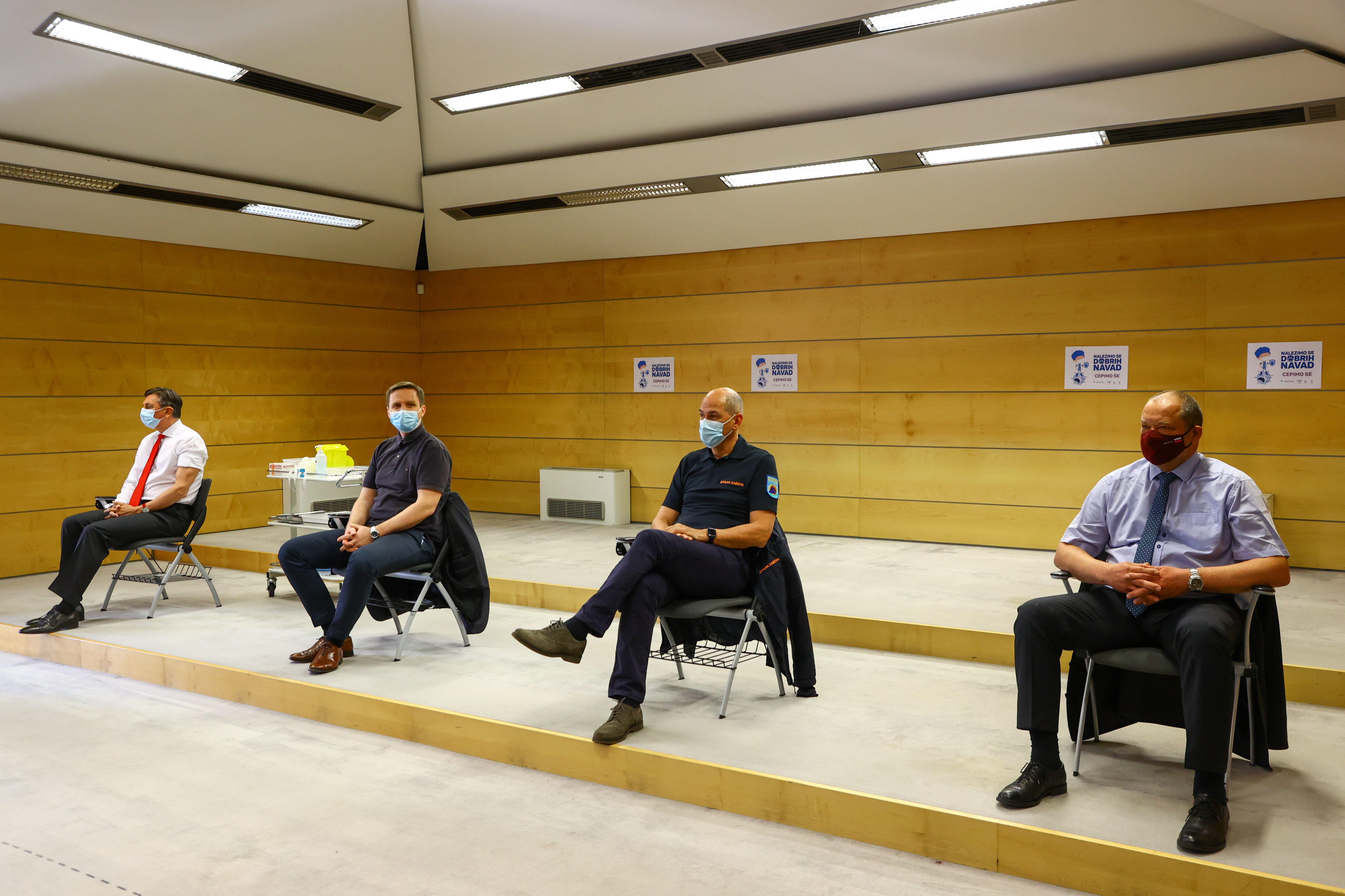Slovenian political heads receive the AstraZeneca COVID-19 vaccine, in Ljubljana
