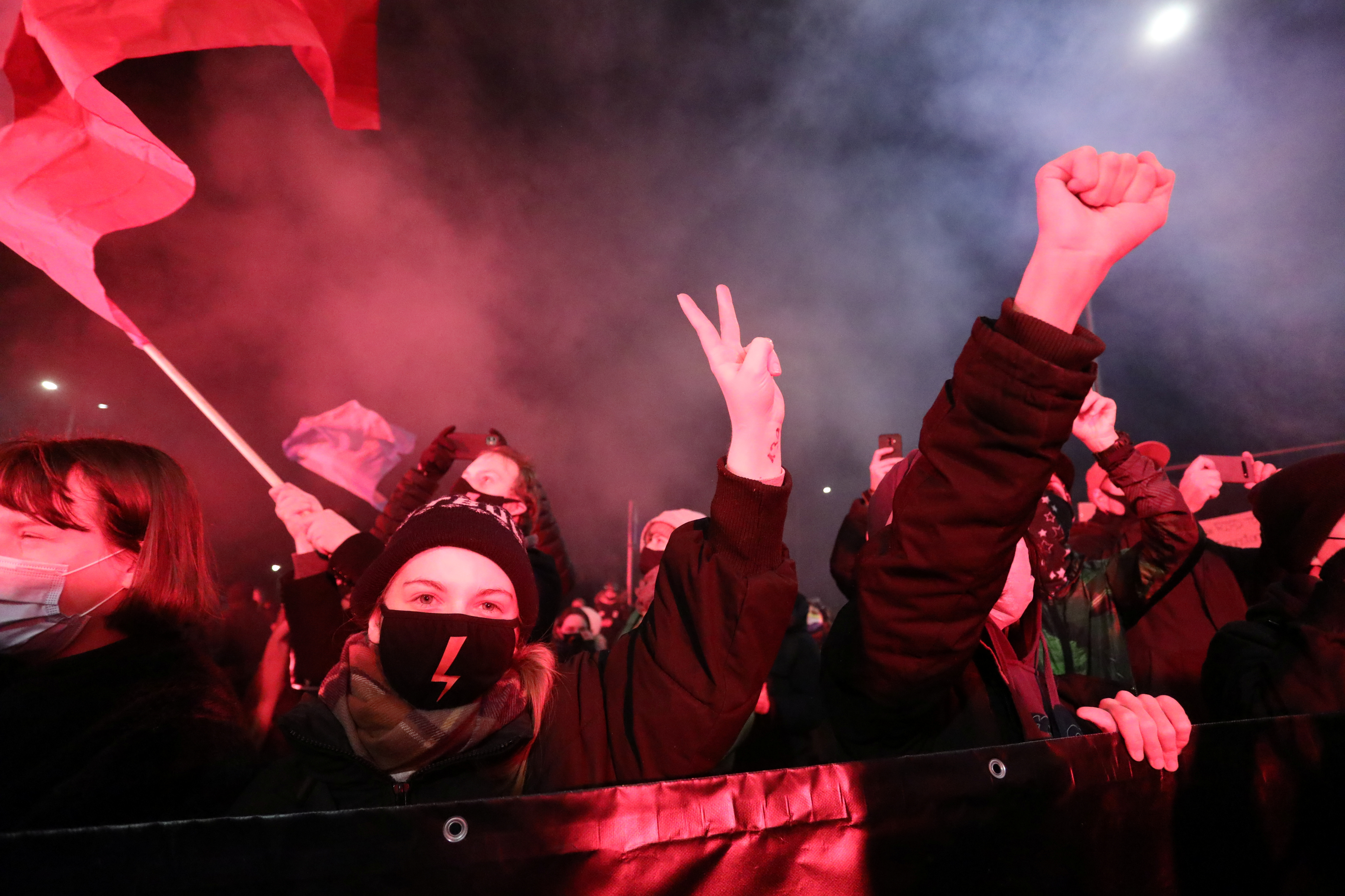 Protest against verdict restricting abortion rights, in Warsaw