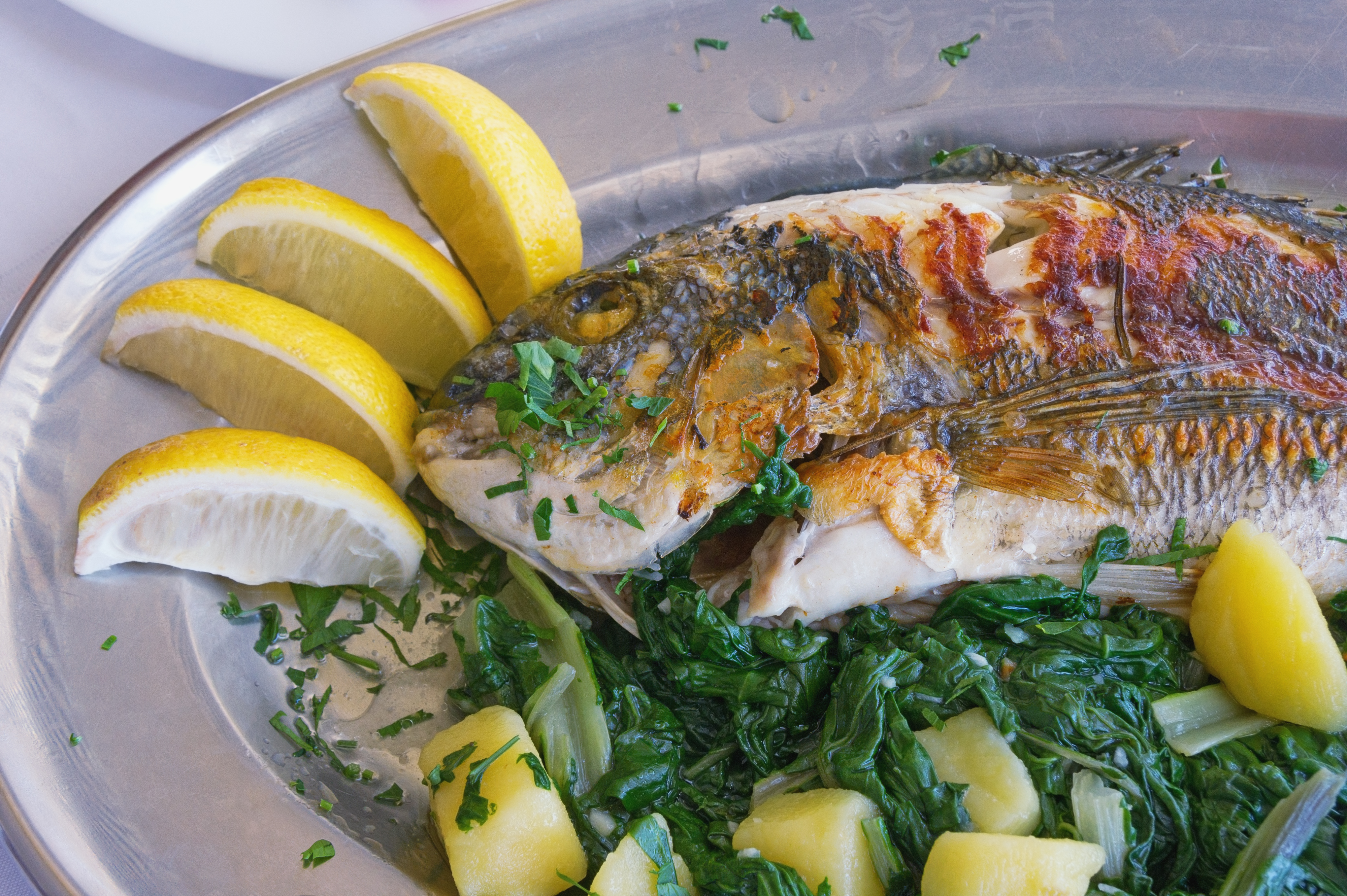 19.11. (a) Orada rostilj  stock-photo-balkan-cuisine-grilled-fish-sea-bream-with-green-leafy-vegetables-and-slices-of-lemon-1626070927 Majstor amater