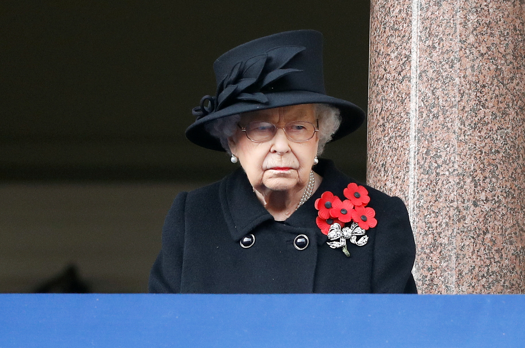 Britain's Queen Elizabeth attends a National Service of Remembrance at the Cenotaph in Westminster, amid the spread of coronavirus (COVID-19) disease, London, Britain November 8, 2020. REUTERS/Peter Nicholls/Pool