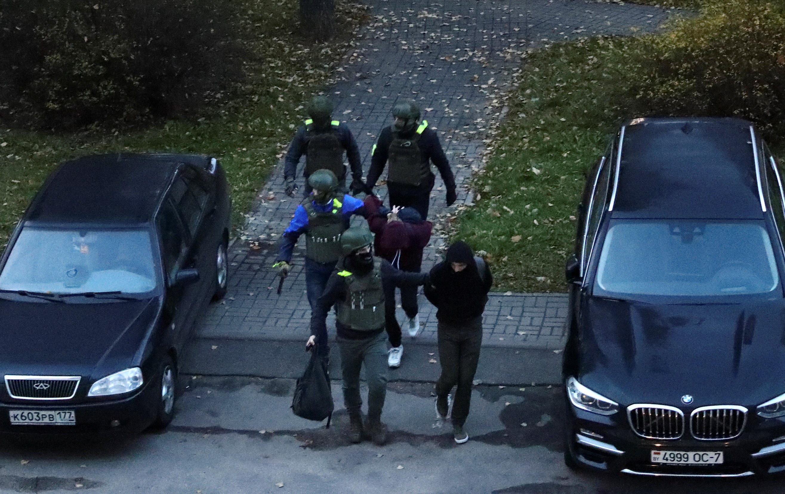 Belarusian opposition supporters hold a rally in Minsk