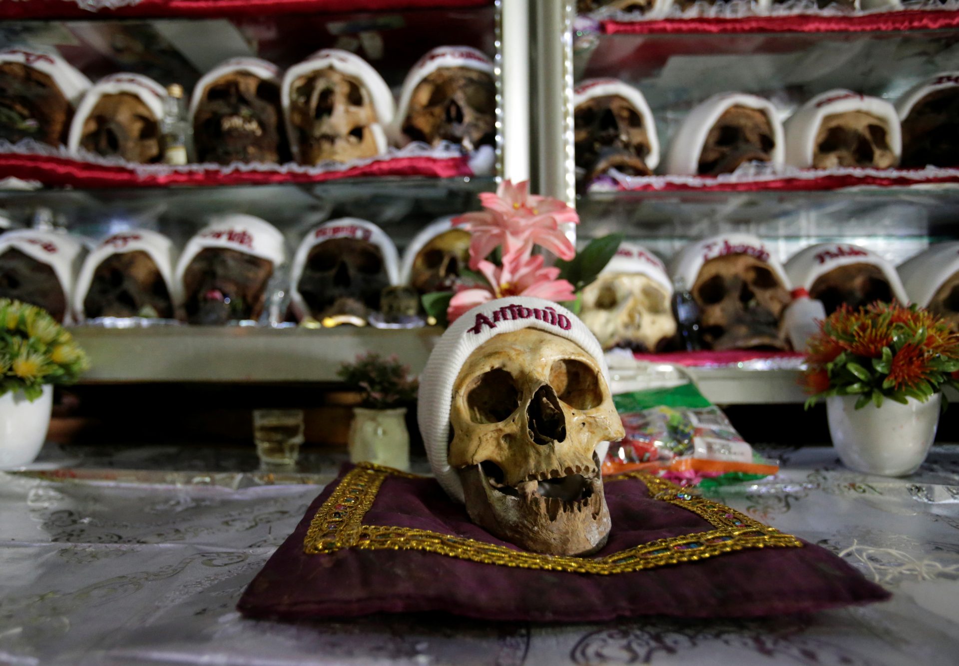 Natitas, skulls of the dead, who people asking for blessings, health and protection are seen before the Dia de las Natitas (Day of the Skulls) celebrations, in La Paz, Bolivia November 7, 2020. REUTERS/David Mercado