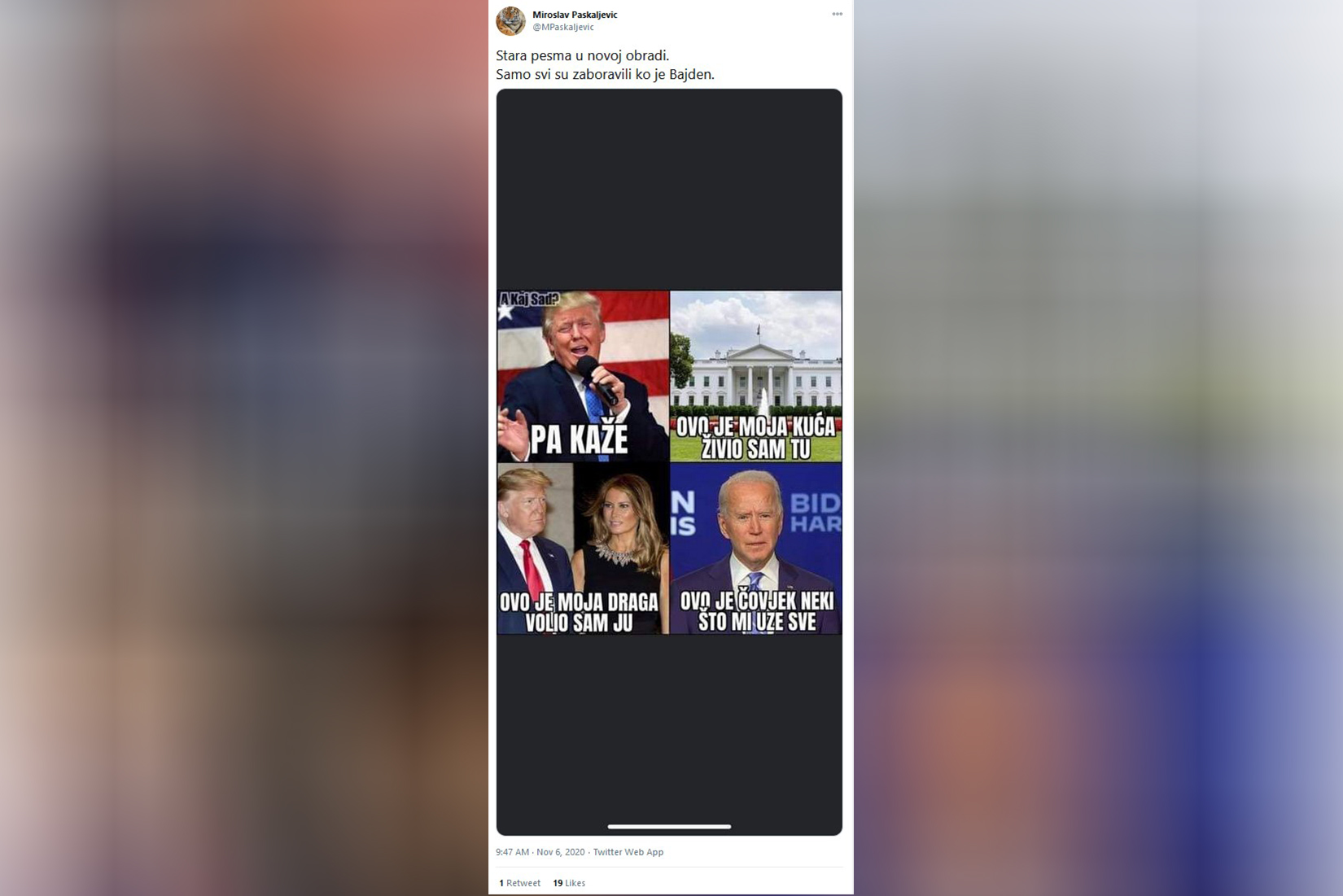 tram bajden pesma foto PrintscreenTwitterMiroslav Paskaljevic