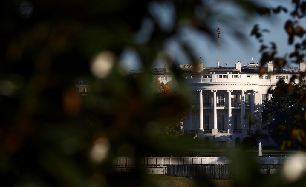 The White House is seen, as vote counting continues in the 2020 U.S. presidential election, in Washington, U.S., November 7, 2020.