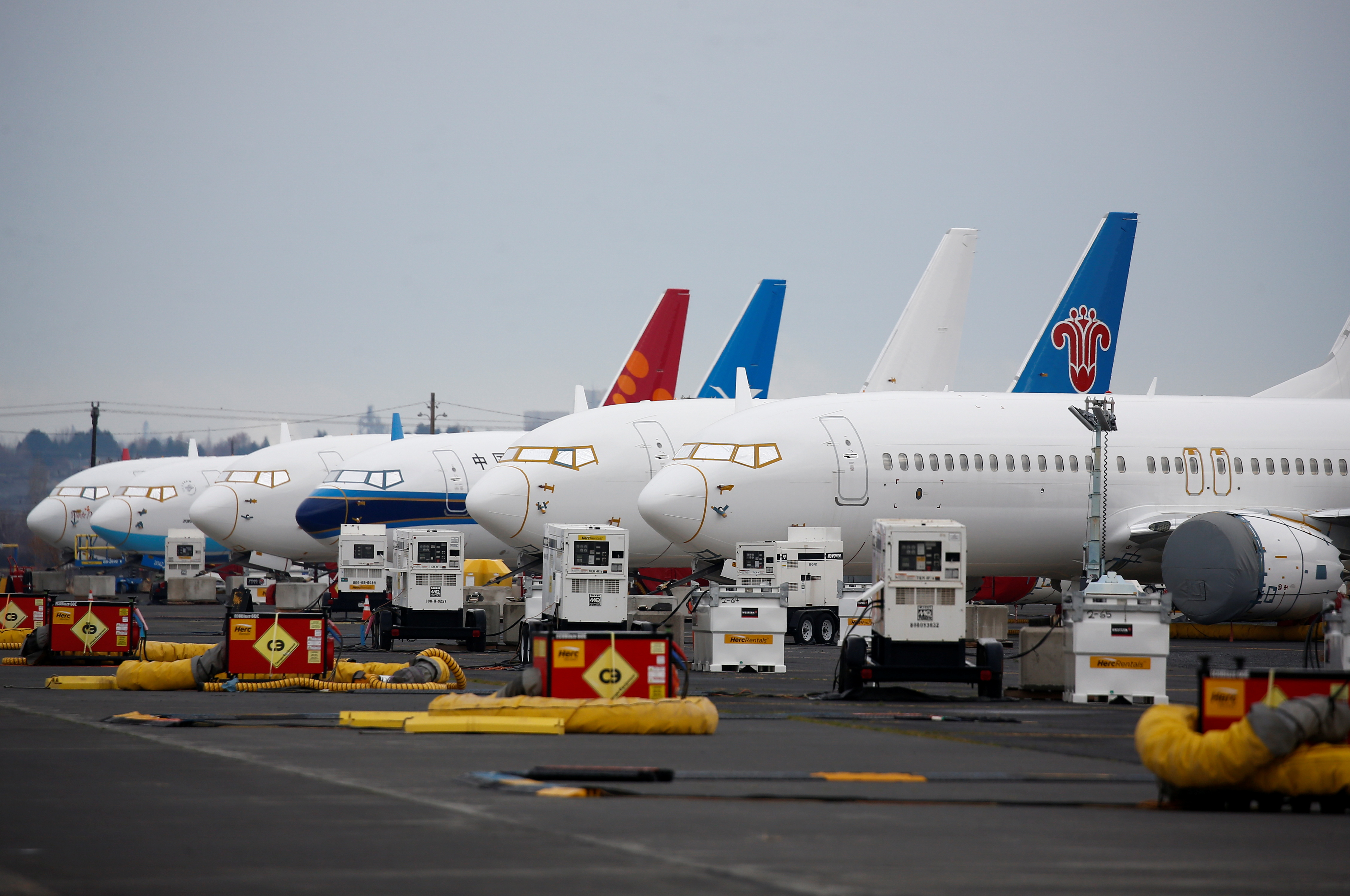 Grounded Boeing 737 MAX aircraft are seen parked at Grant County International Airport in Moses Lake, Washington, U.S. November 17, 2020.  REUTERS/Lindsey Wasson