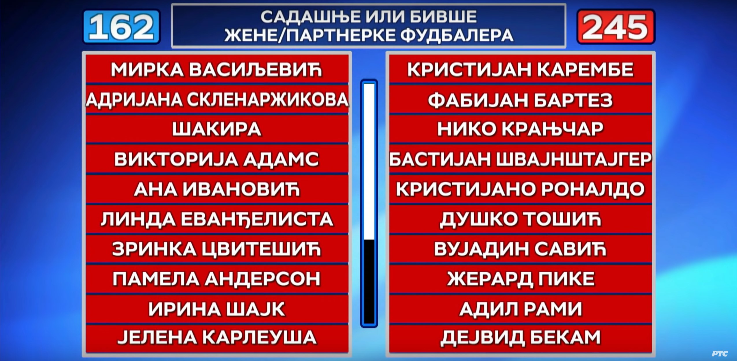 TV Slagalica, pitanja, spojnice, žene fudbalera Foto: Printscreen/YouTube/RTS Slagalica - Zvanični kanal