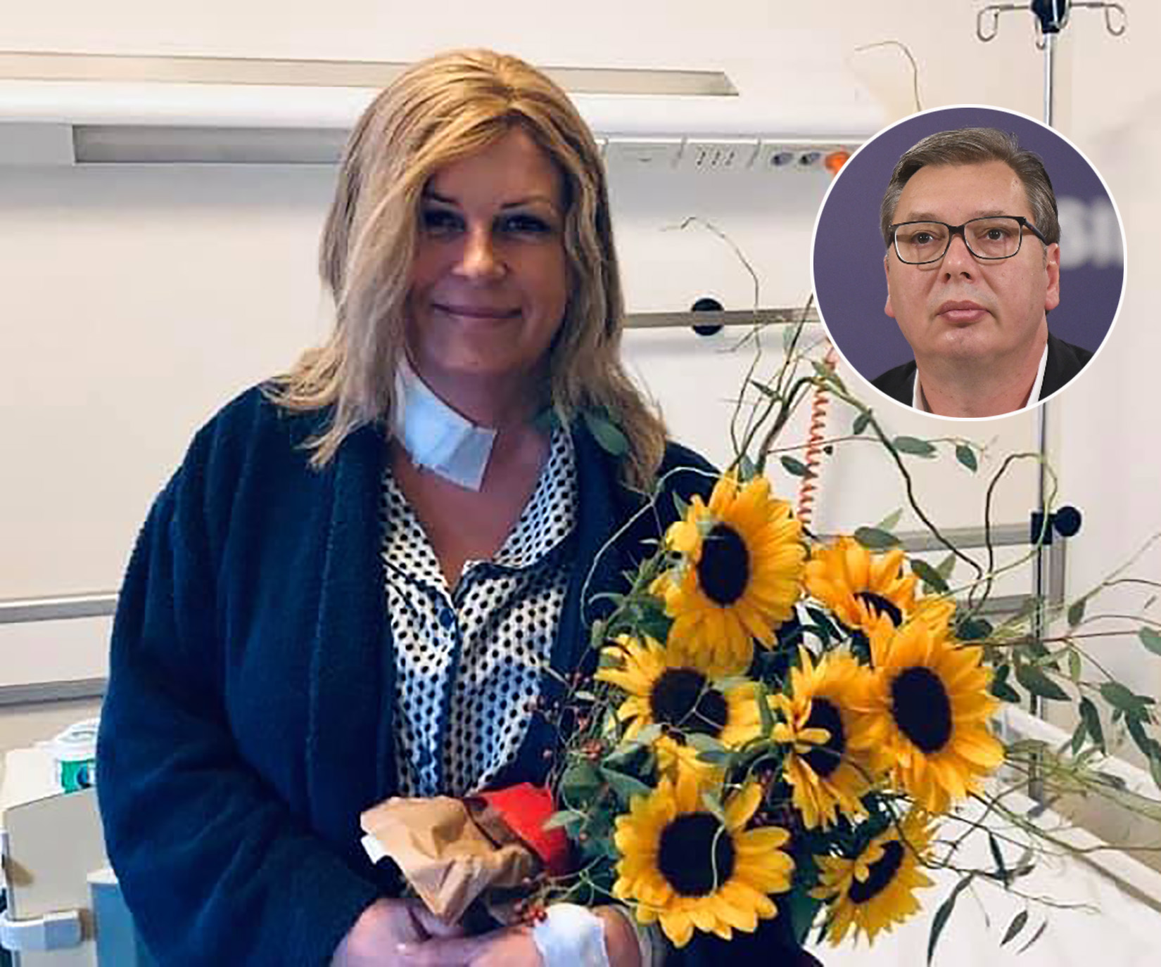 Kolinda Grabar Kitarović, Aleksandar Vučić, bolnica, kombo Foto: Facebook/Kolinda Grabar-Kitarović/Arhiva