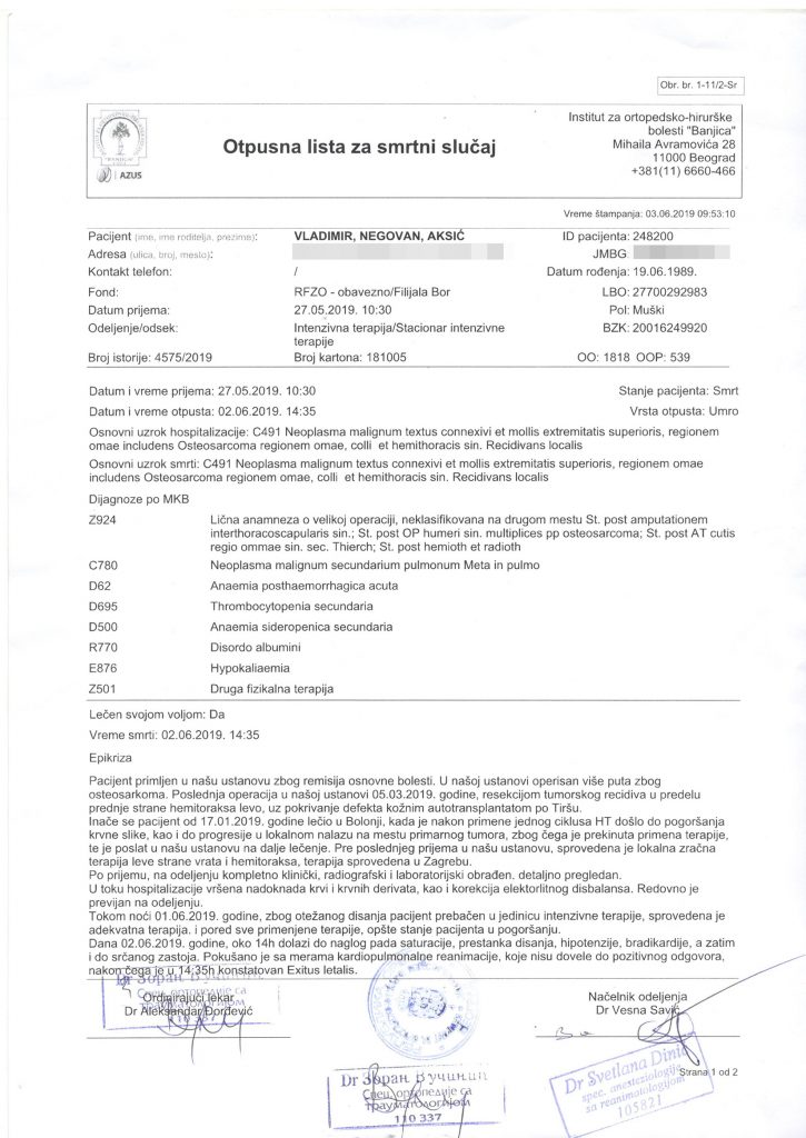 Dijagnoza Vladimir Aleksic