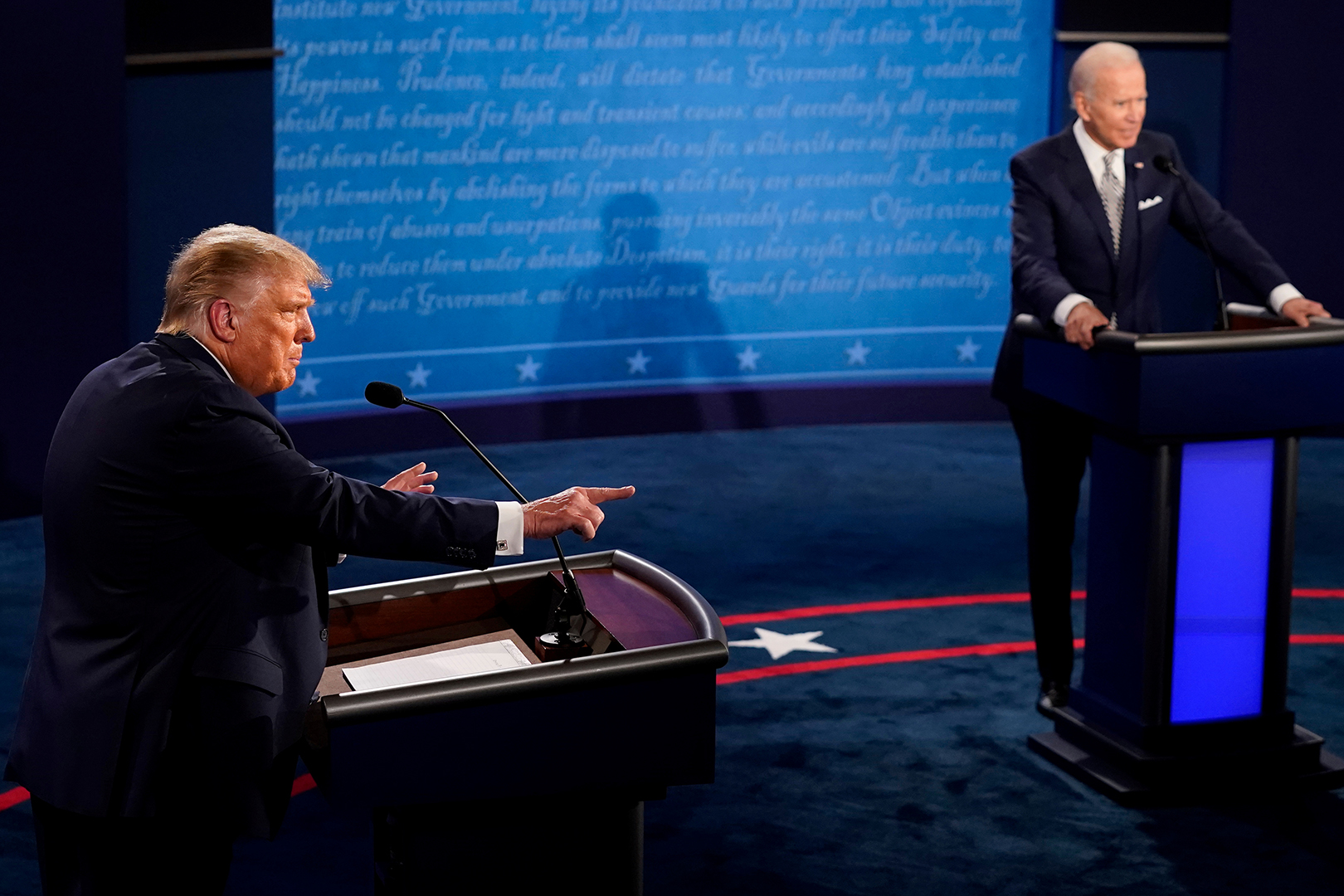 U.S. President Donald Trump and Democratic presidential nominee Joe Biden participate in their first 2020 presidential campaign debate in Cleveland