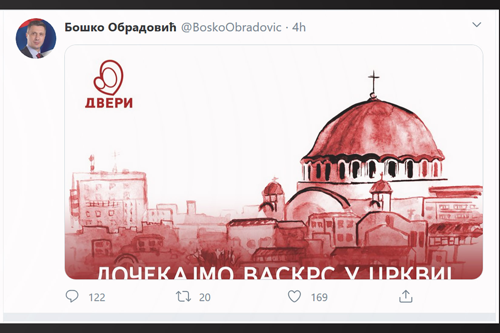 Boško Obradović, Tviter Foto: Printscreen/Twitter/Boško Obradović