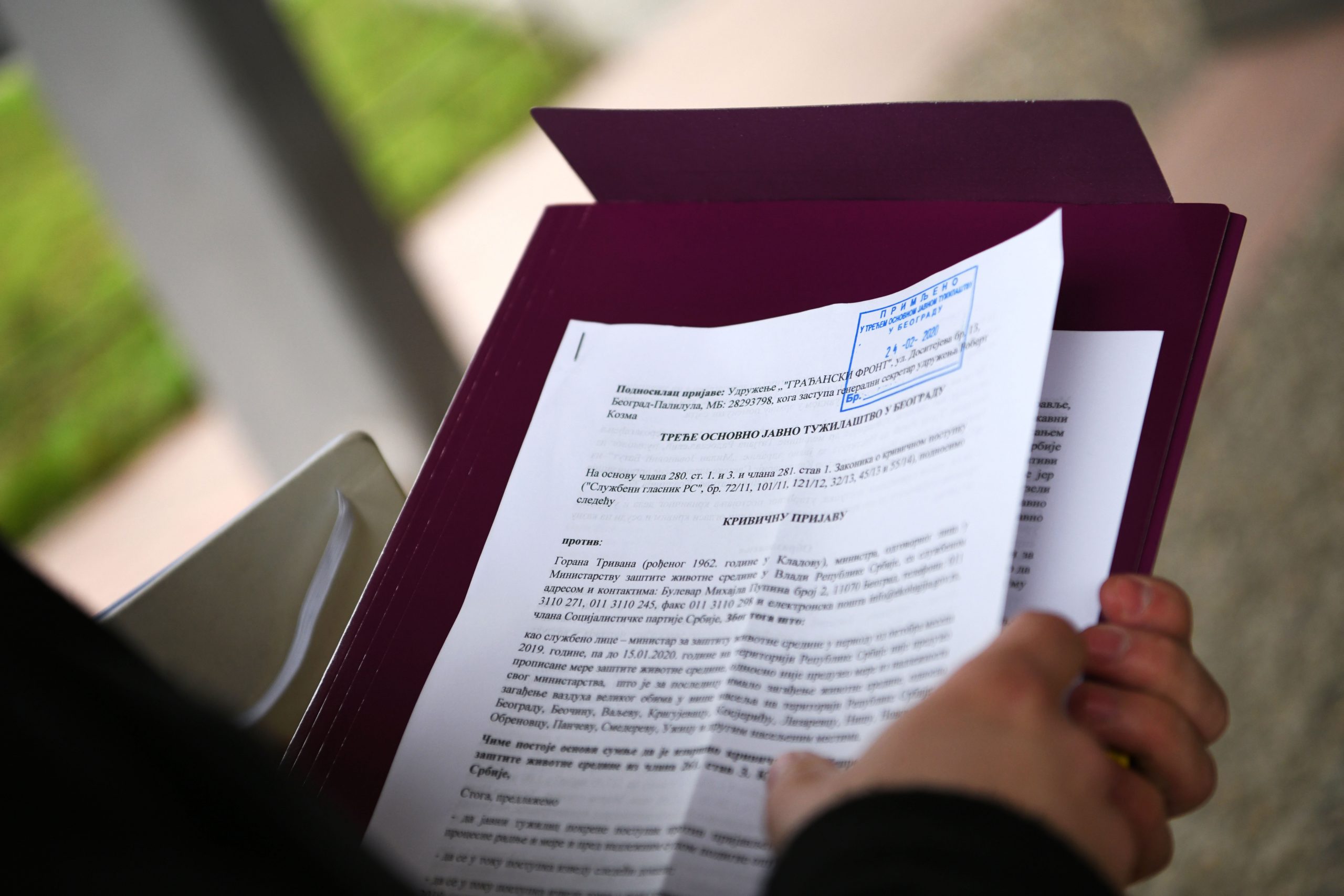 BEOGRAD 24..02.2020 Treci opstinski sud, podneta krivicna prijava protiv ministra Trivana, gradjanski front Foto: Vesna Lalić/Nova.rs
