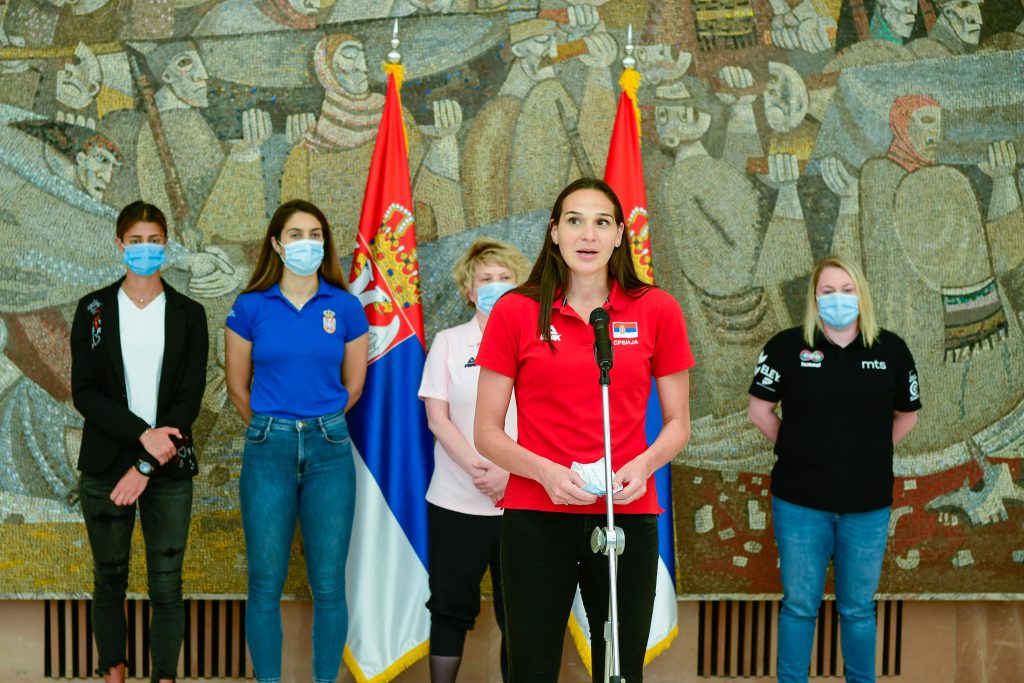 Beograd 30.07.2020 Olga Danilovic, Milica Mandic, Marina Maljkovic, Sonja Petrovic, Zorana Arunovic, Palata Srbije, Projekat za razvoj i omasovljenje enskog sporta u Srbiji, Foto: Goran Srdanov/Nova.rs
