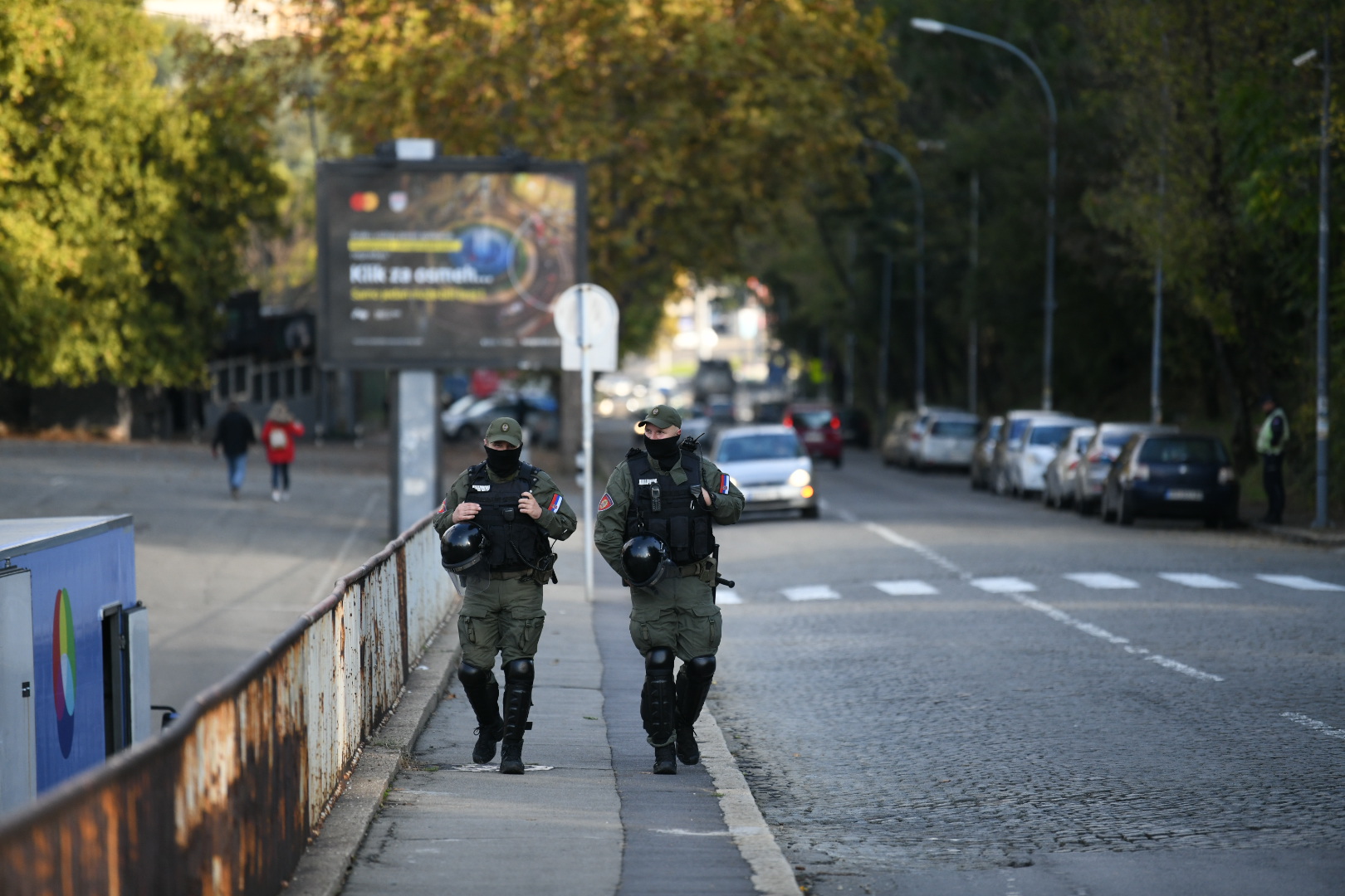 Beograd 18.10.2020. Atmosfera pred derbi koji se igra bez publike, policija, stitovi, foto Vesna Lalic Nova rs