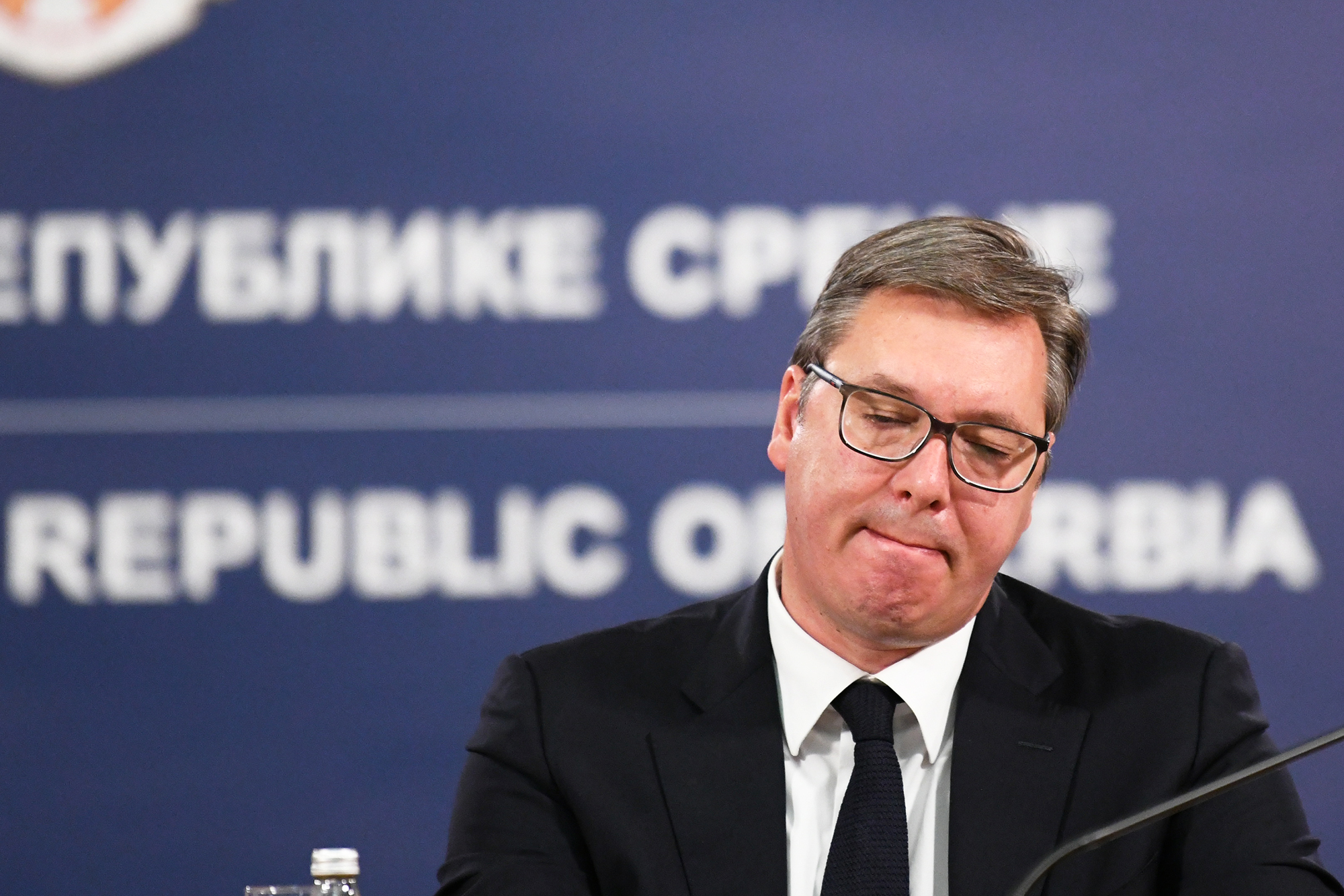 BEOGRAD 26.08.2020 Aleksandar Vučić, konferencija povodom dolaska Dodika u Beograd grimasa foto:Vesna Lalić/Nova.rs