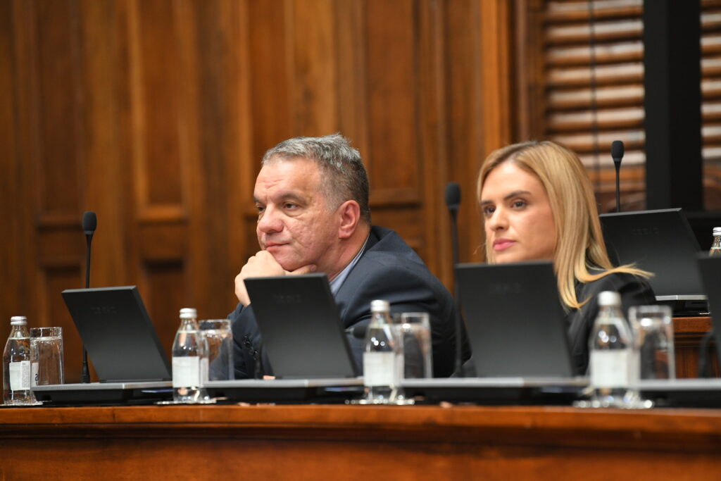 Beograd 07.10.2025. Dejan Vuk Stanković, Milica Đurđević Stamenkovski. Zasedanje Skupštine Srbije, sednica Skupštine Srbije, skupštinska sala, poslanici Foto: Amir Hamzagić/Nova.rs